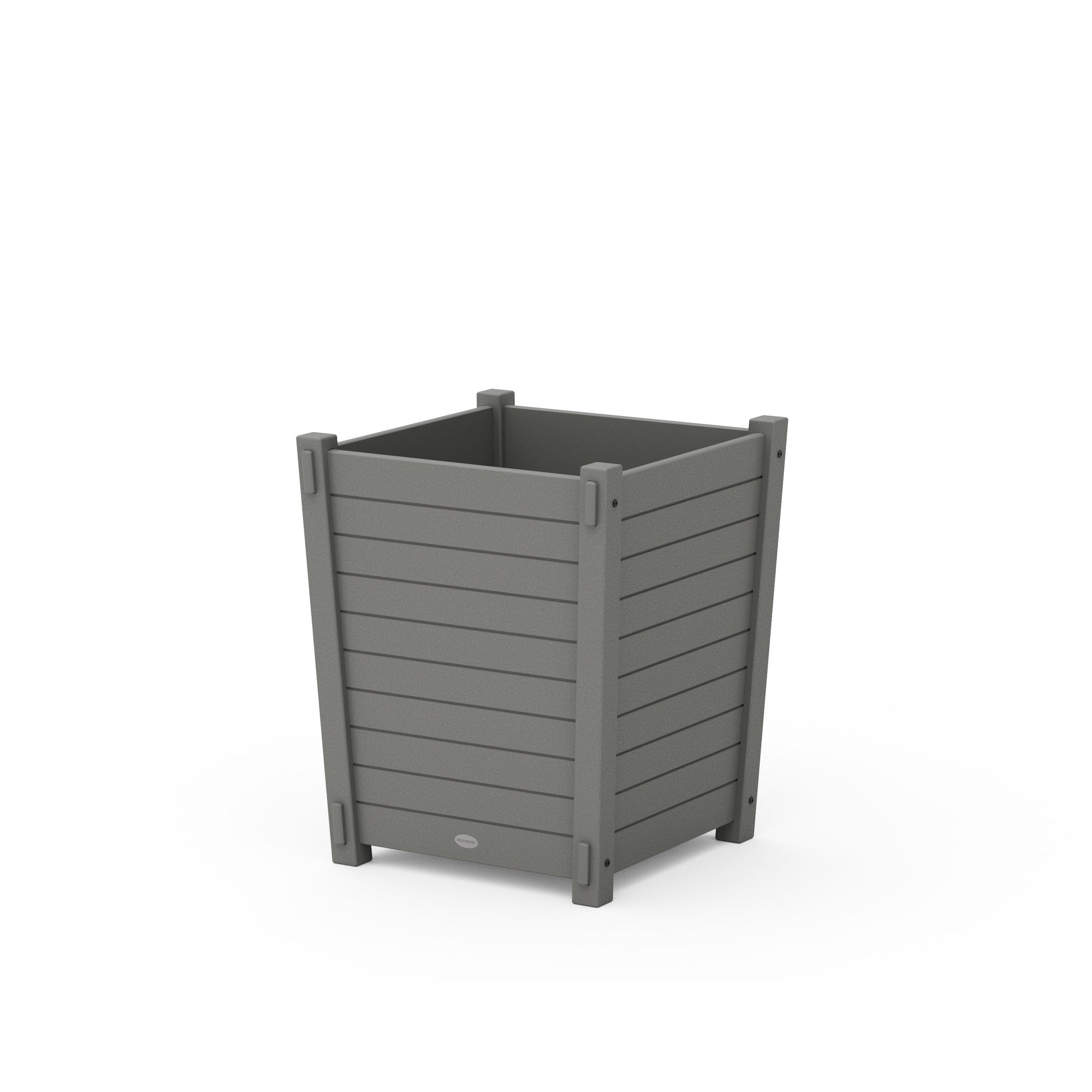 POLYWOOD Nautical Large Tapered Square Short Planter Box — Slate Grey