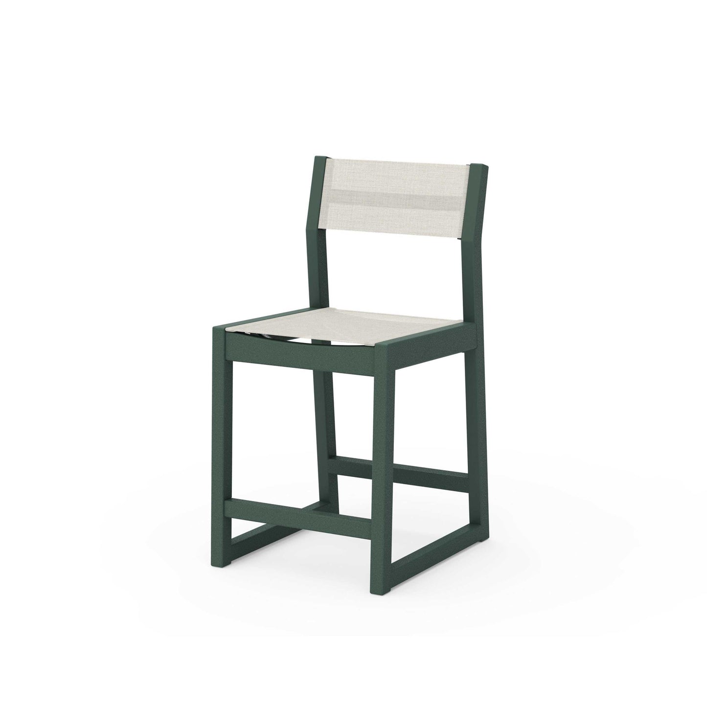 POLYWOOD EDGE Sling Counter Side Chair — Green / Parchment Sling
