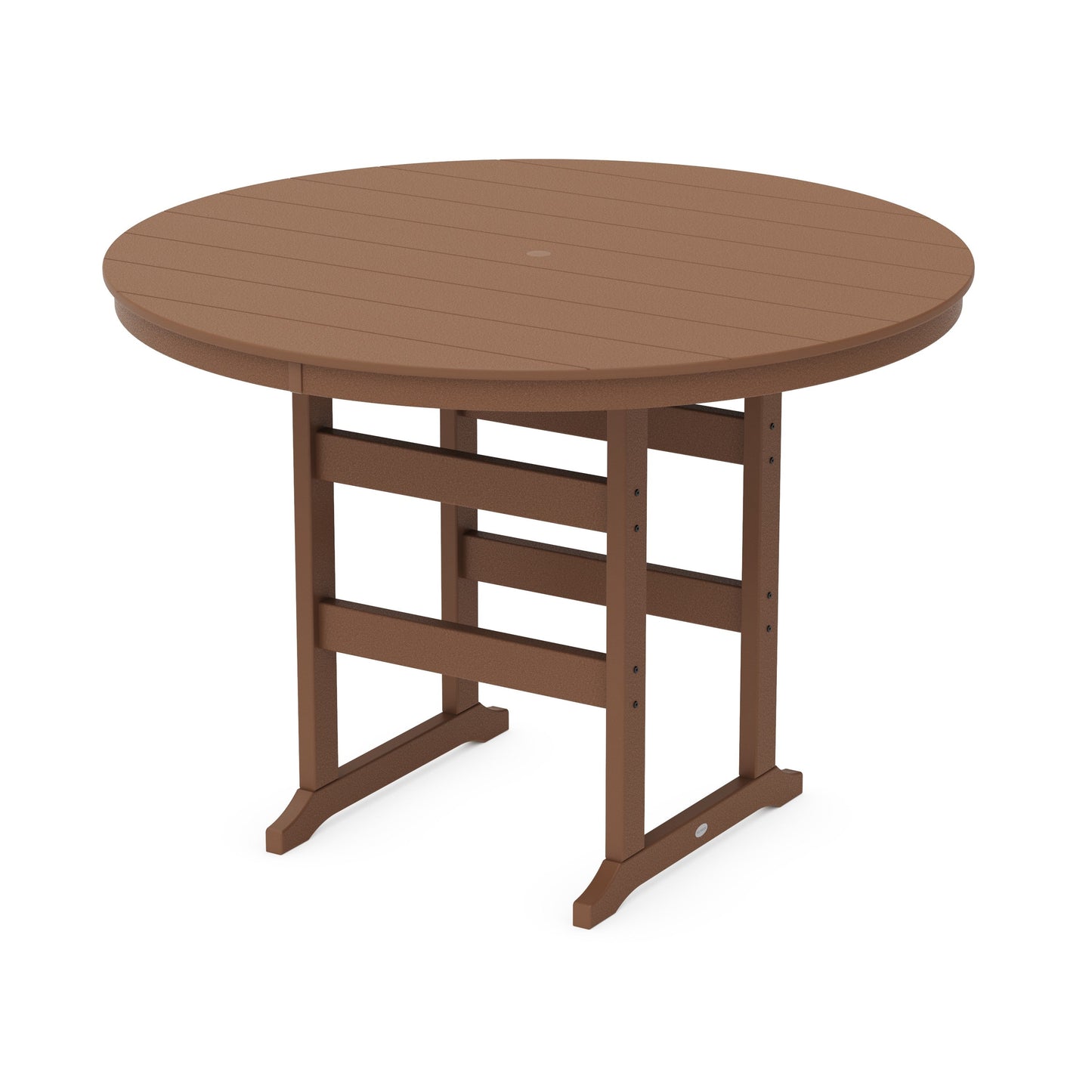 POLYWOOD 60" Round Farmhouse Bar Table — Teak