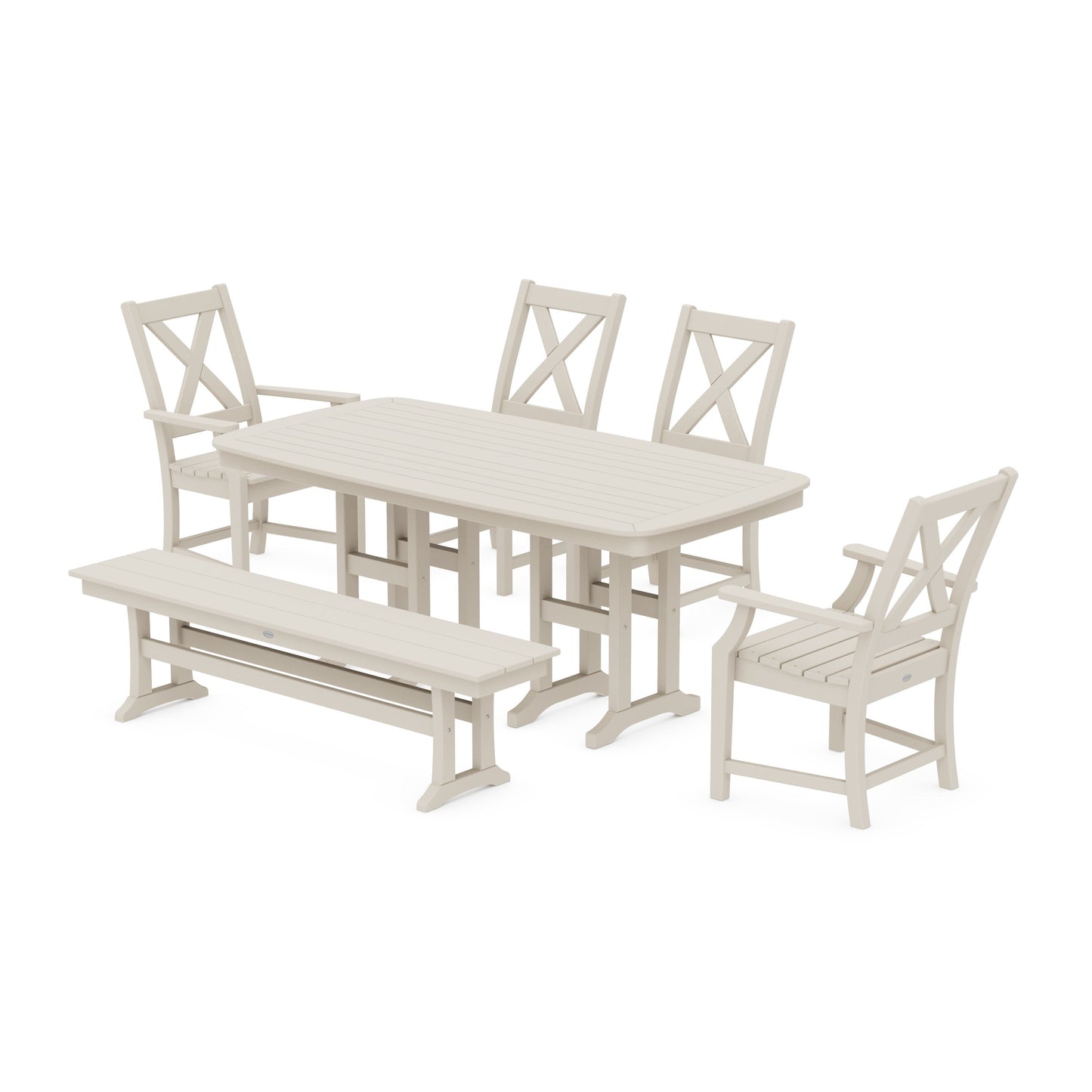POLYWOOD Braxton 6-Piece Dining Set with Bench — Sand