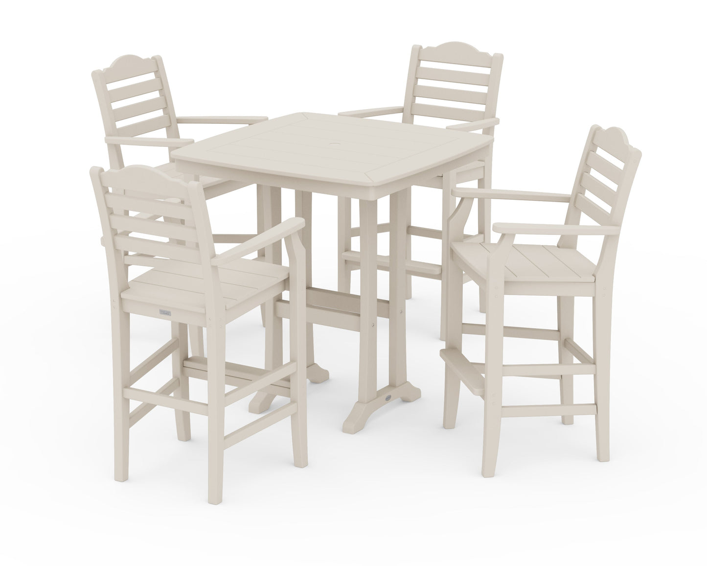 POLYWOOD Savannah 5-Piece Bar Set with Trestle Legs — Sand