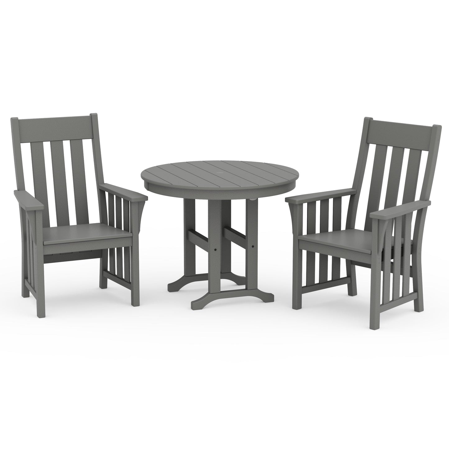 POLYWOOD Acadia 3-Piece Farmhouse Dining Set — Slate Grey