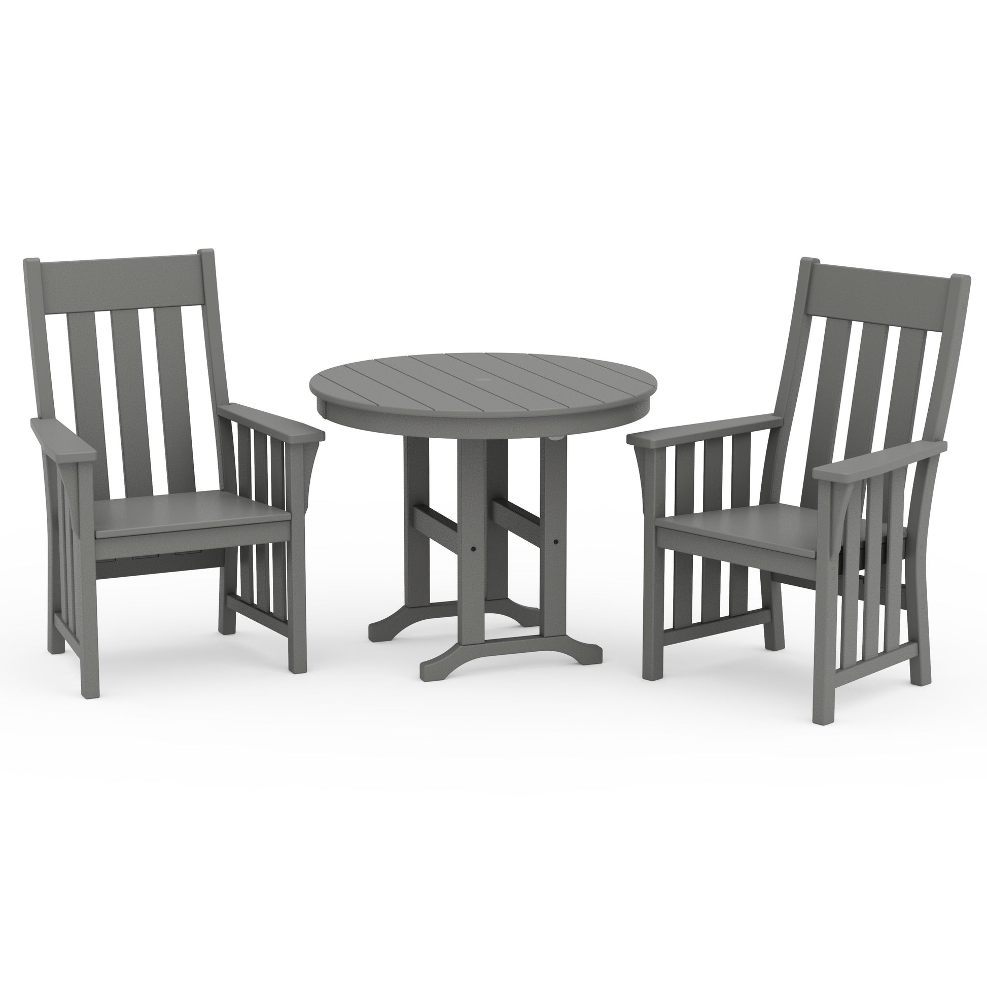 POLYWOOD Acadia 3-Piece Farmhouse Dining Set — Slate Grey