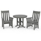 POLYWOOD Acadia 3-Piece Farmhouse Dining Set — Slate Grey