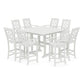 POLYWOOD Chinoiserie 9-Piece Square Bar Set with Trestle Legs — Vintage White
