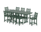 POLYWOOD Chippendale 9-Piece Farmhouse Counter Set with Trestle Legs — Green