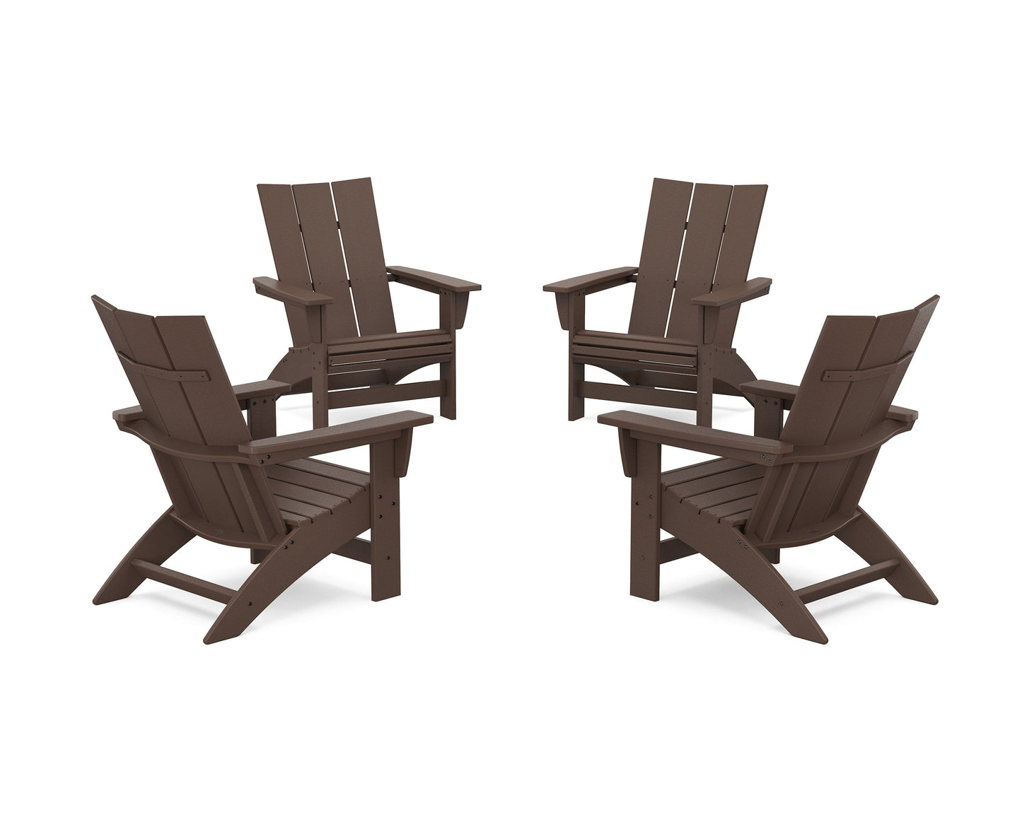 POLYWOOD 4-Piece Modern Grand Adirondack Chair Conversation Set — Mahogany