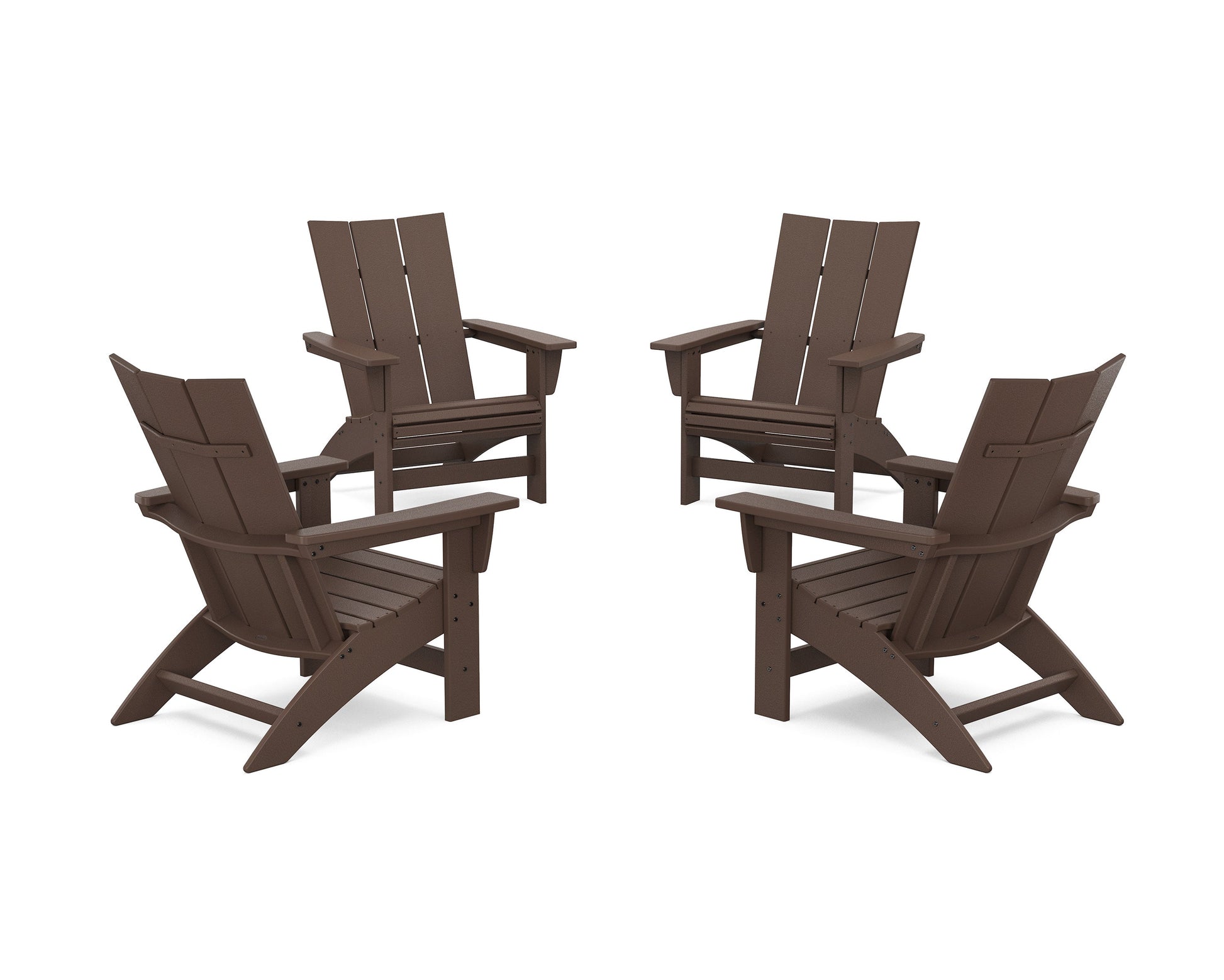 POLYWOOD 4-Piece Modern Grand Adirondack Chair Conversation Set — Mahogany