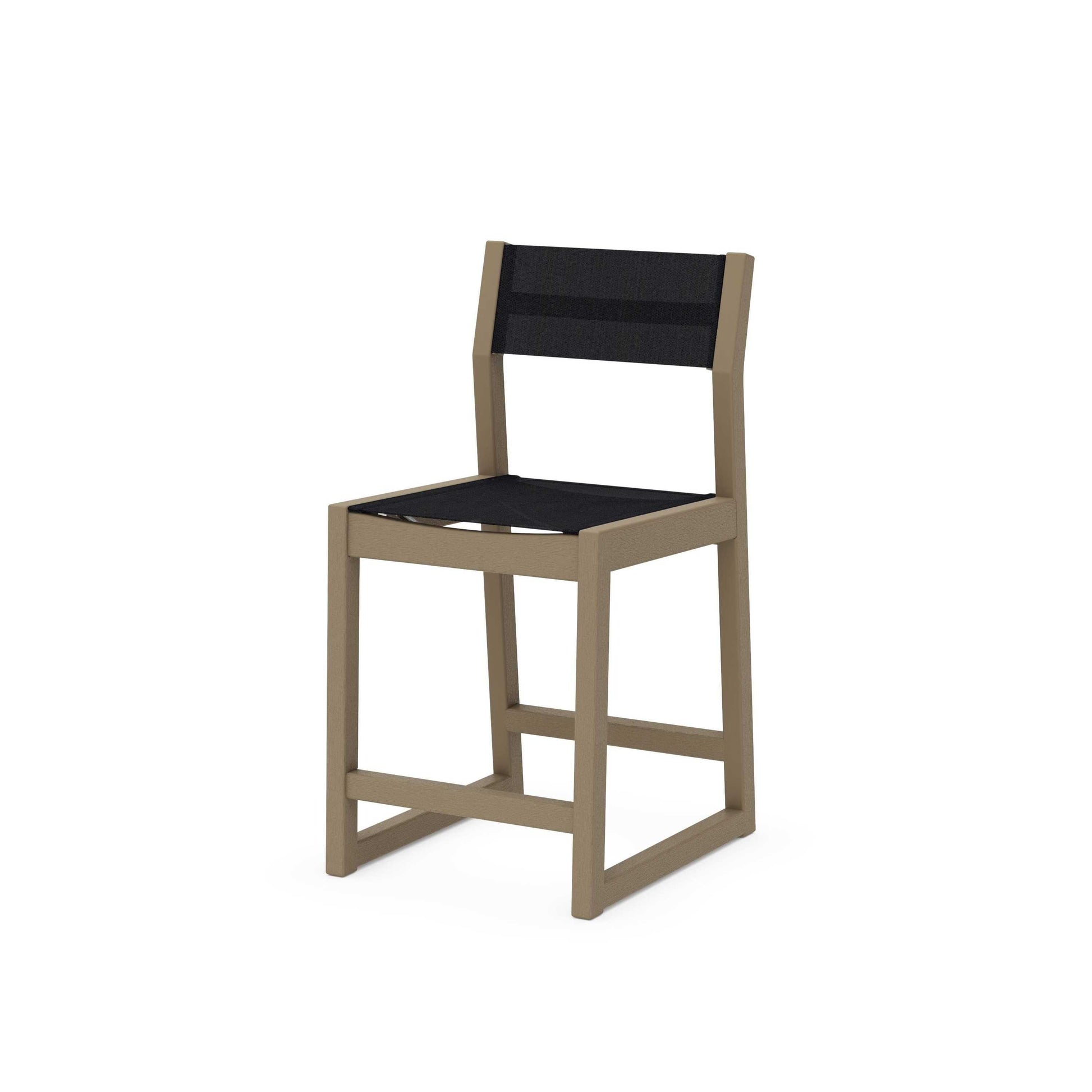POLYWOOD EDGE Sling Counter Side Chair — Vintage Sahara / Black Sling