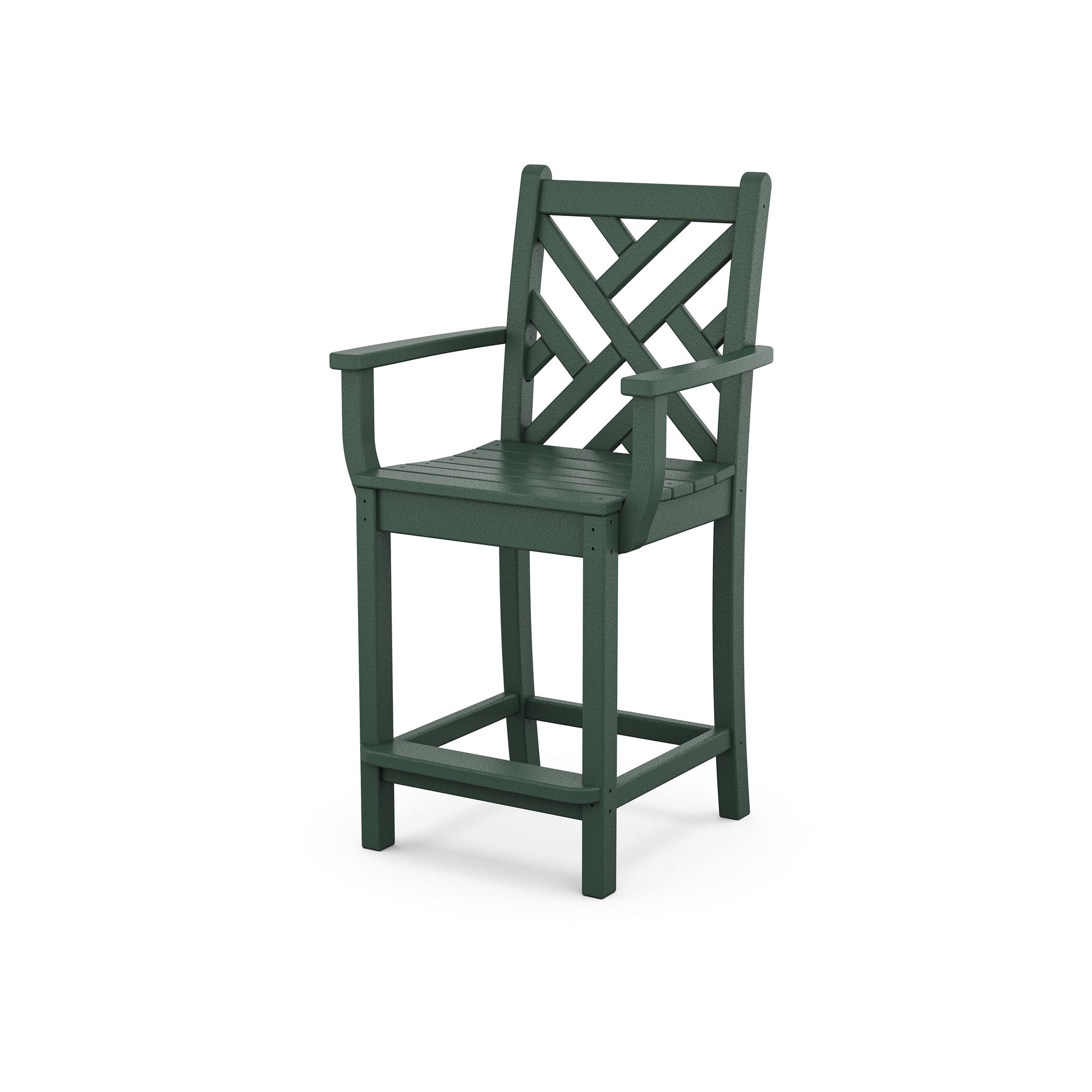 POLYWOOD Chippendale Counter Arm Chair — Green