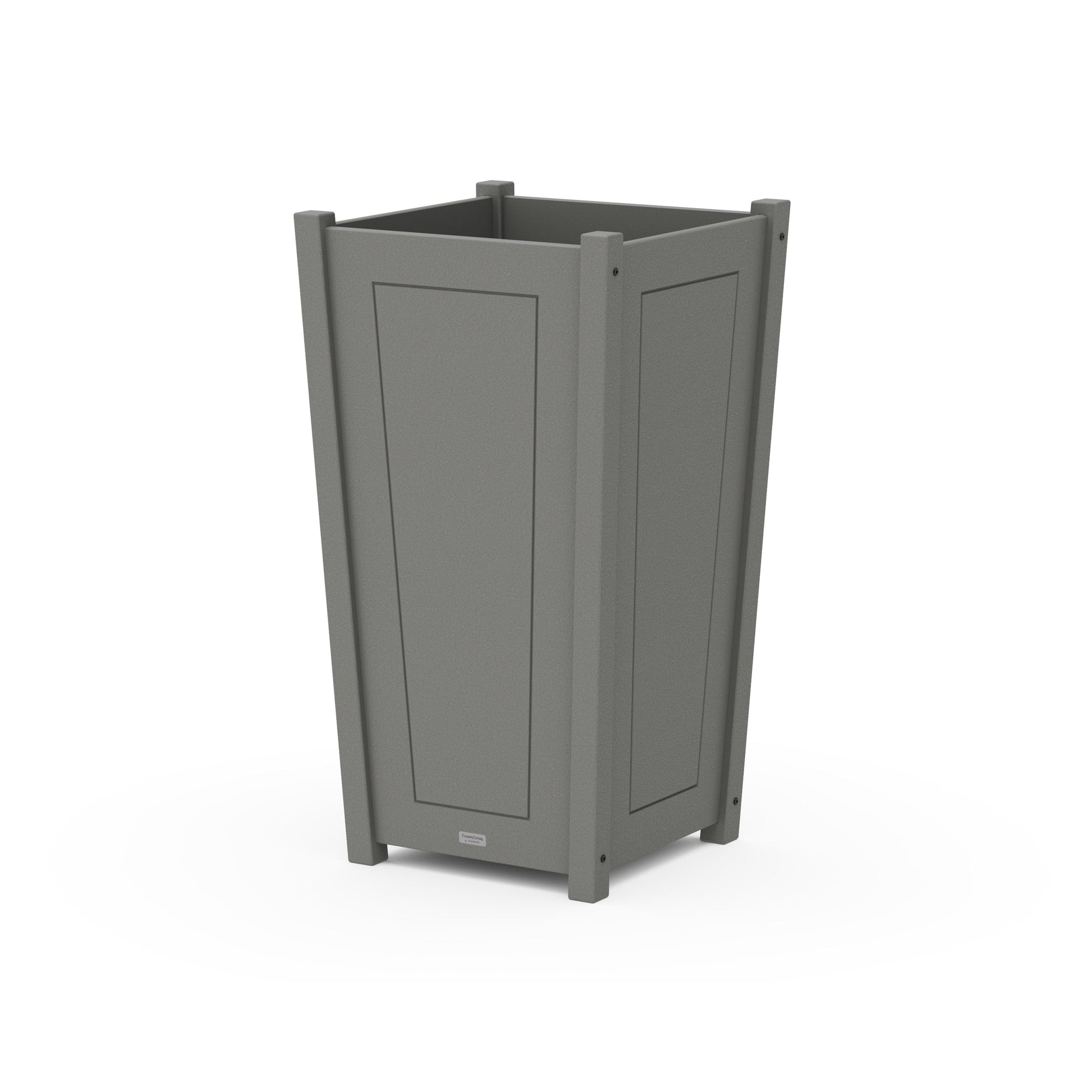 POLYWOOD Country Living Large Tapered Square Tall Planter Box — Slate Grey