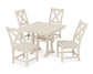 POLYWOOD Braxton Side Chair 5-Piece Farmhouse Dining Set With Trestle Legs — Sand
