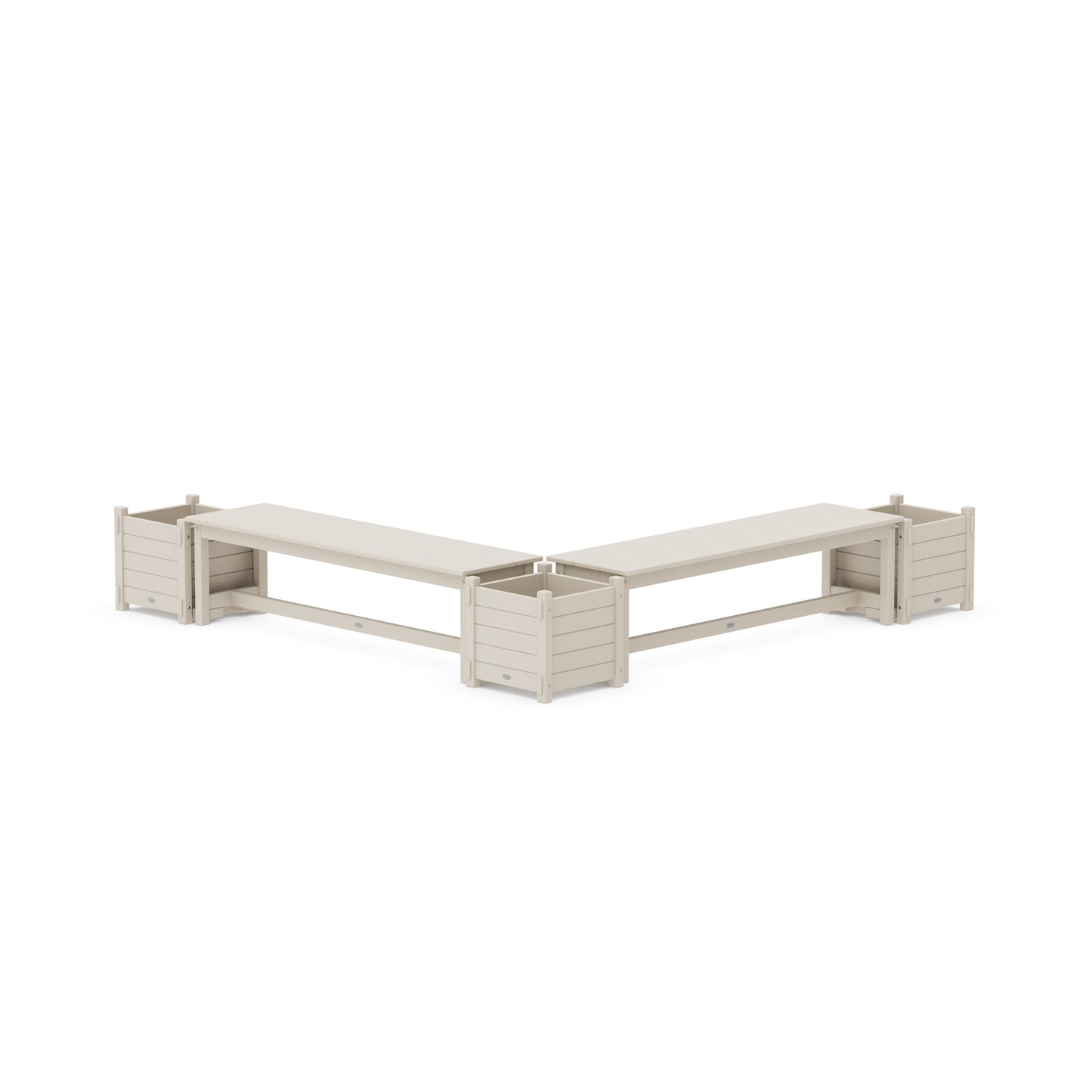 POLYWOOD 60" Nautical L- Shaped Planter Bench Corner Set — Sand