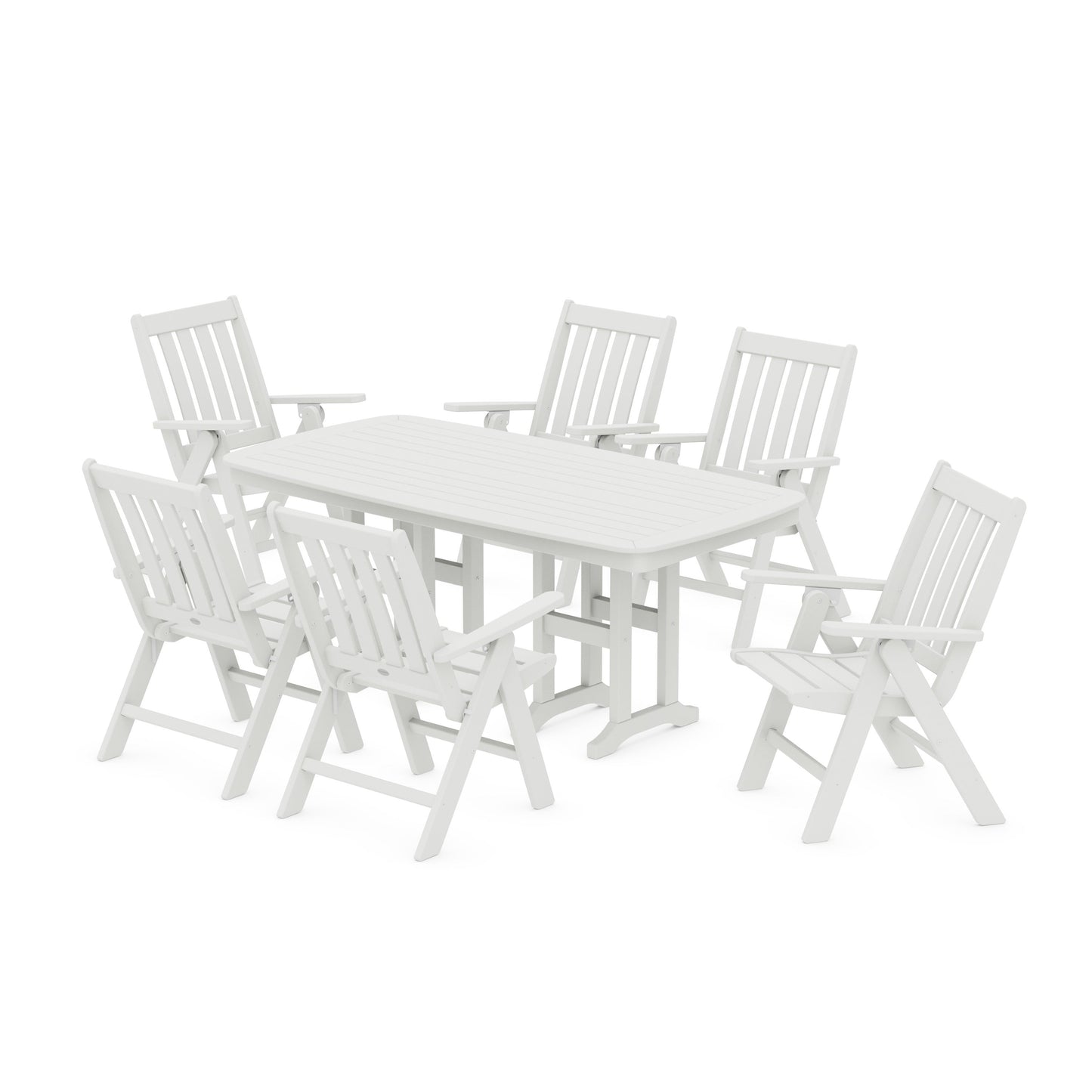 POLYWOOD Vineyard Folding Chair 7-Piece Dining Set — Vintage White