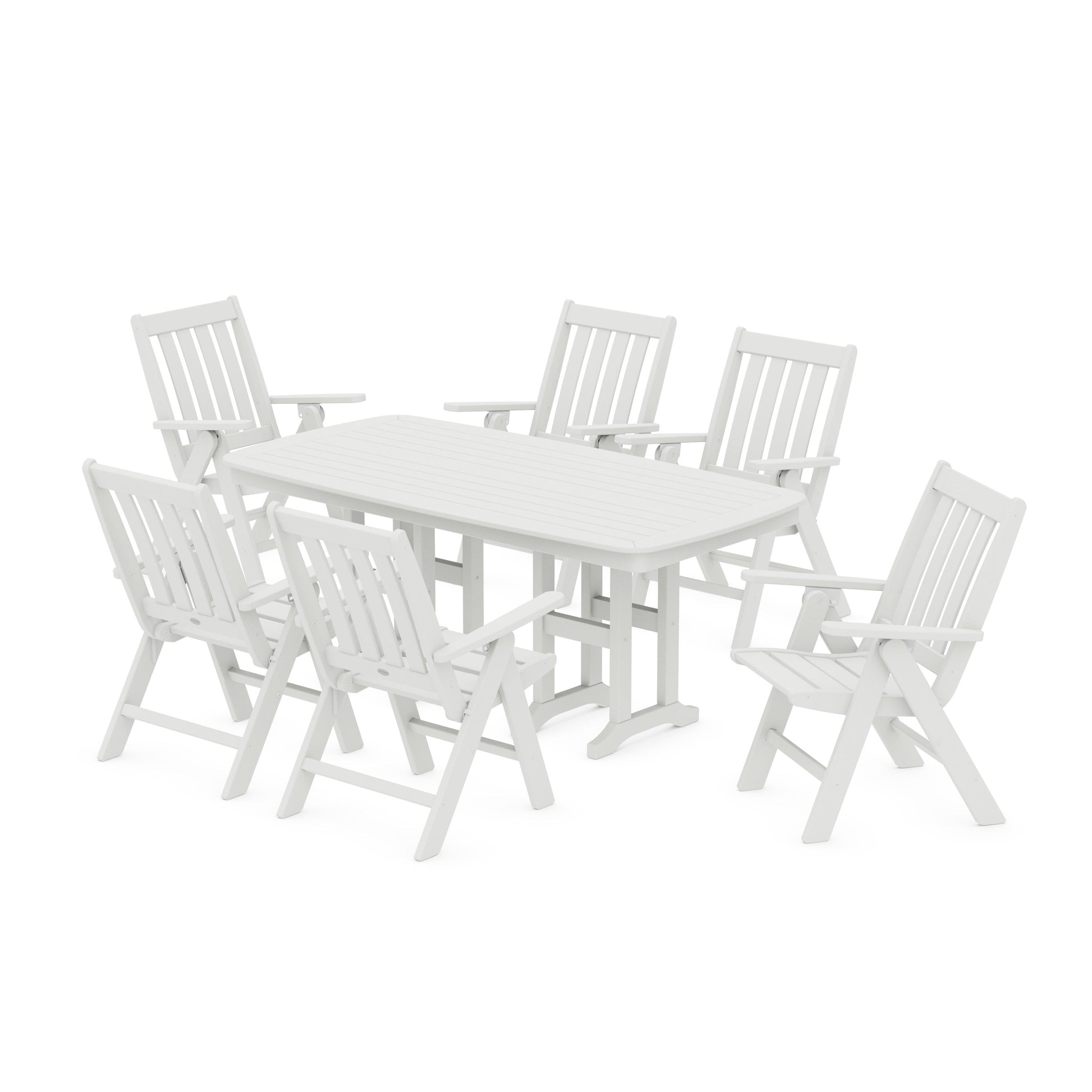 POLYWOOD Vineyard Folding Chair 7-Piece Dining Set — Vintage White