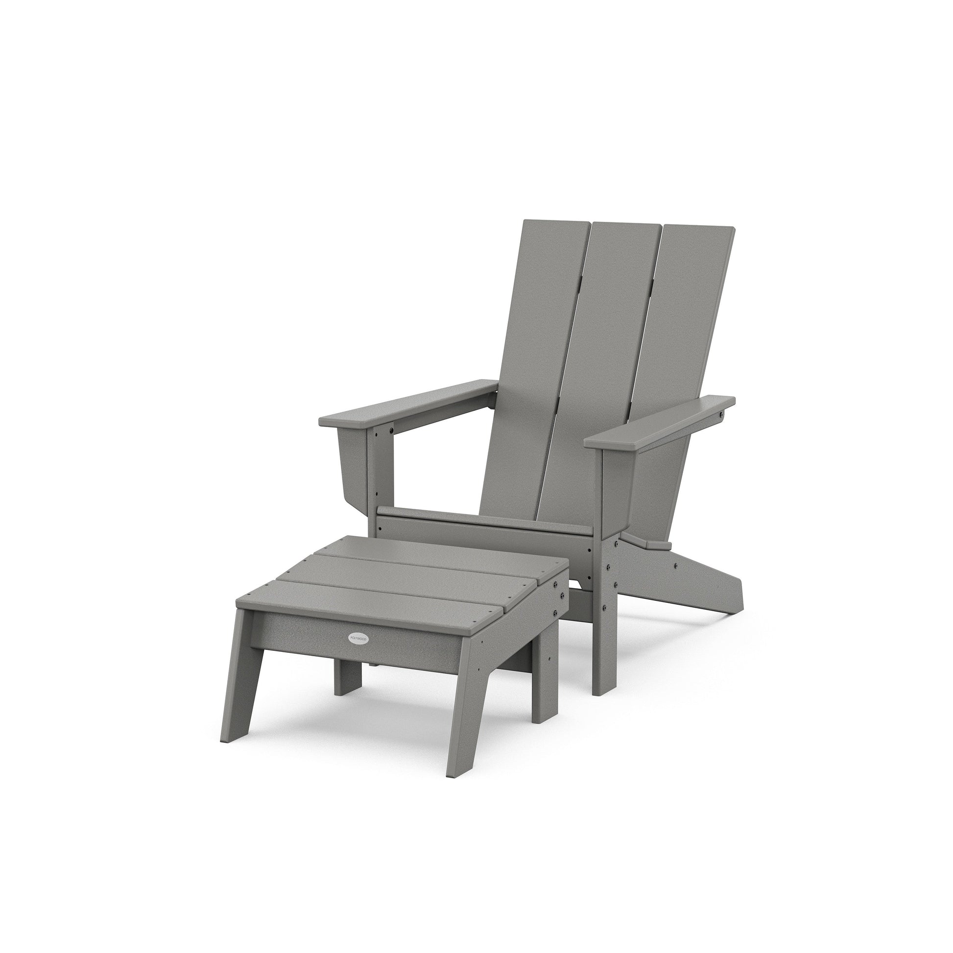 POLYWOOD Modern Studio Adirondack Chair with Ottoman — Slate Grey