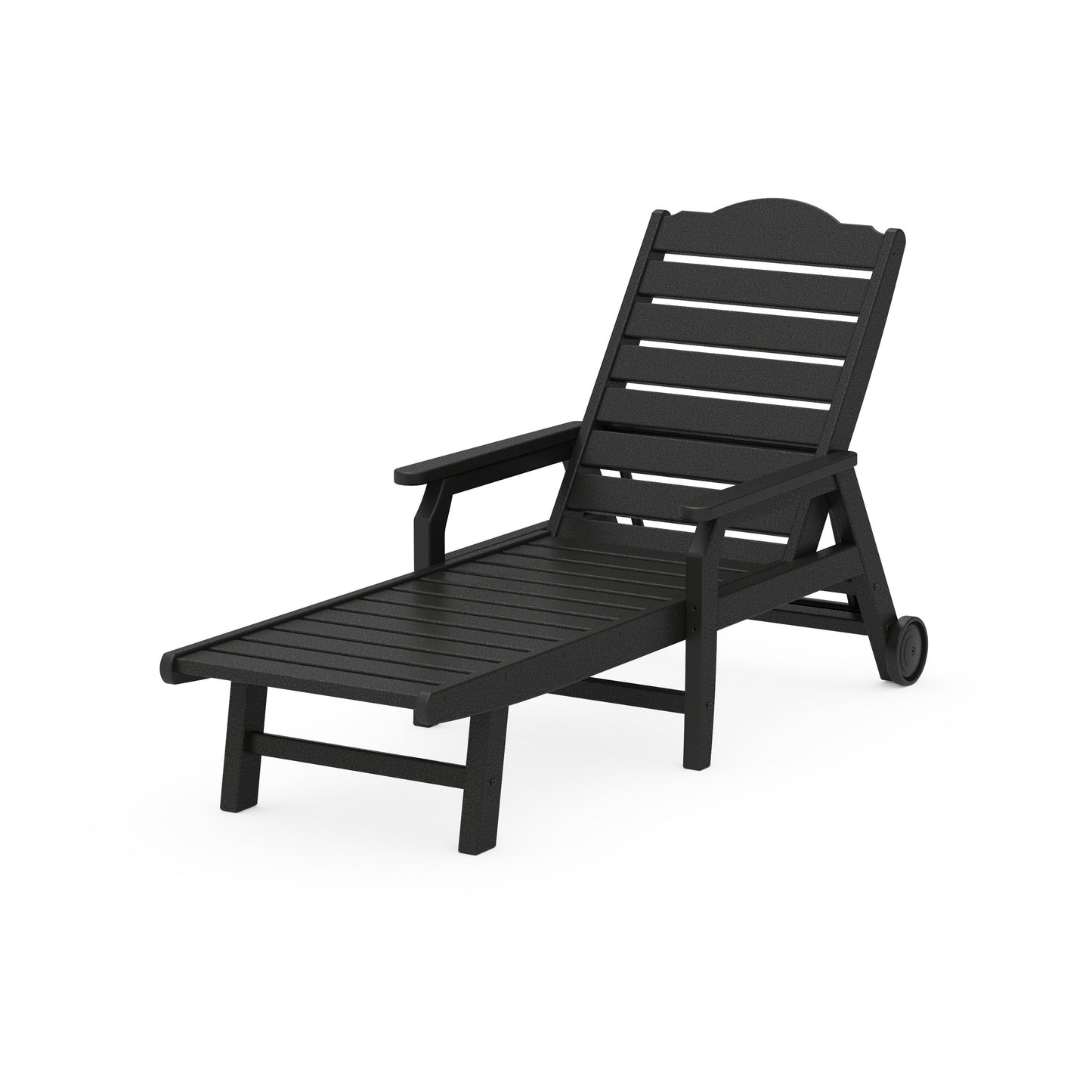 POLYWOOD Savannah Chaise with Arms and Wheels — Black