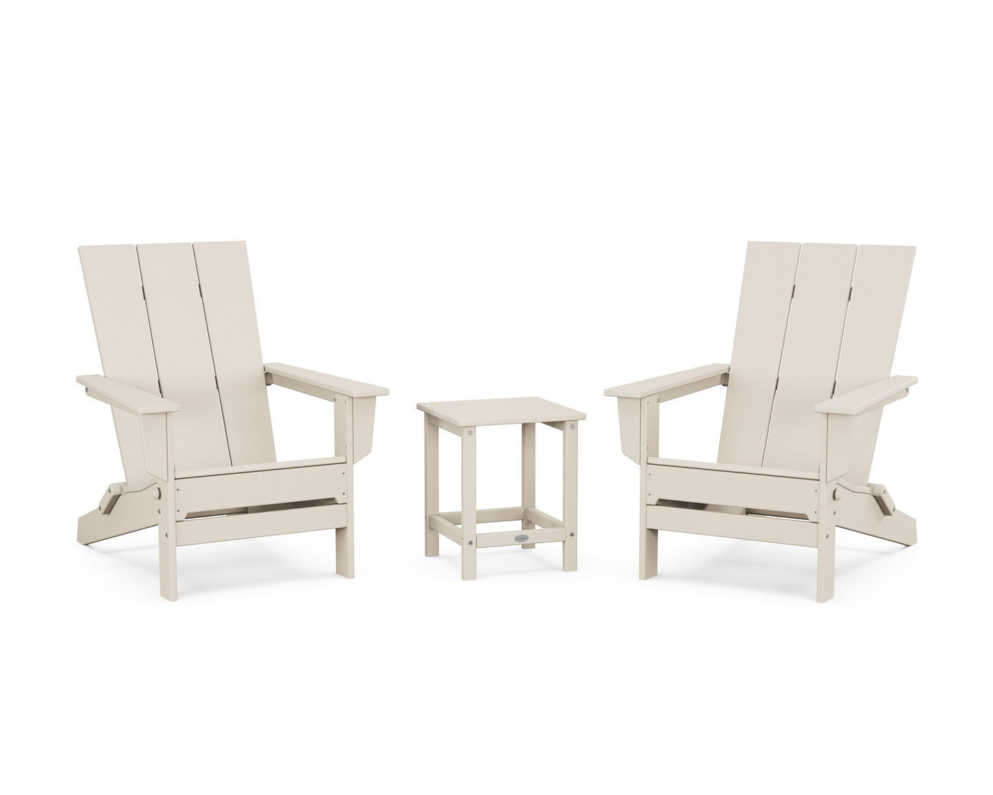POLYWOOD 3-Piece Modern Studio Folding Adirondack Set — Sand