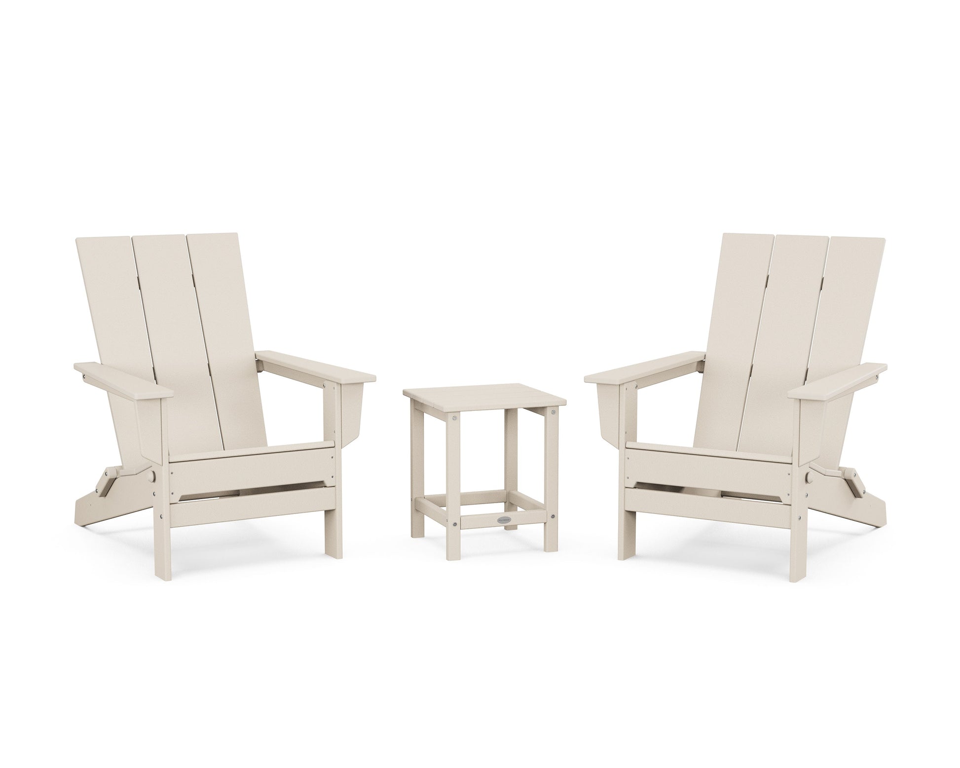 POLYWOOD 3-Piece Modern Studio Folding Adirondack Set — Sand