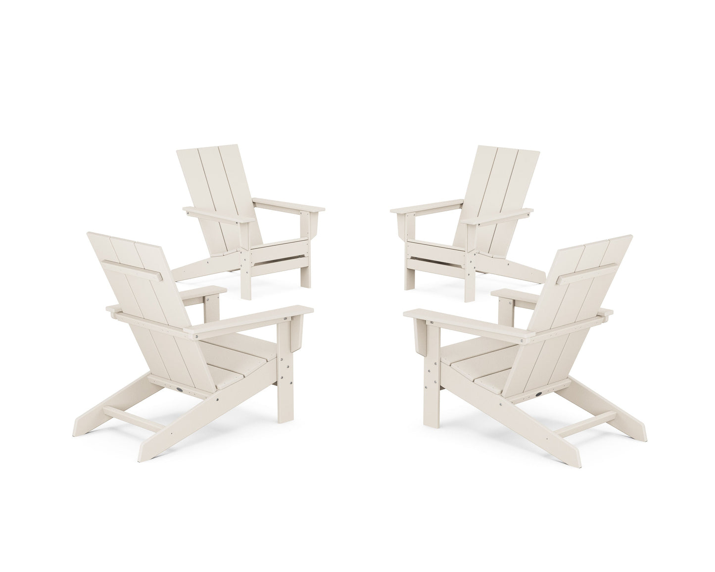 POLYWOOD 4-Piece Modern Studio Adirondack Chair Conversation Set — Sand