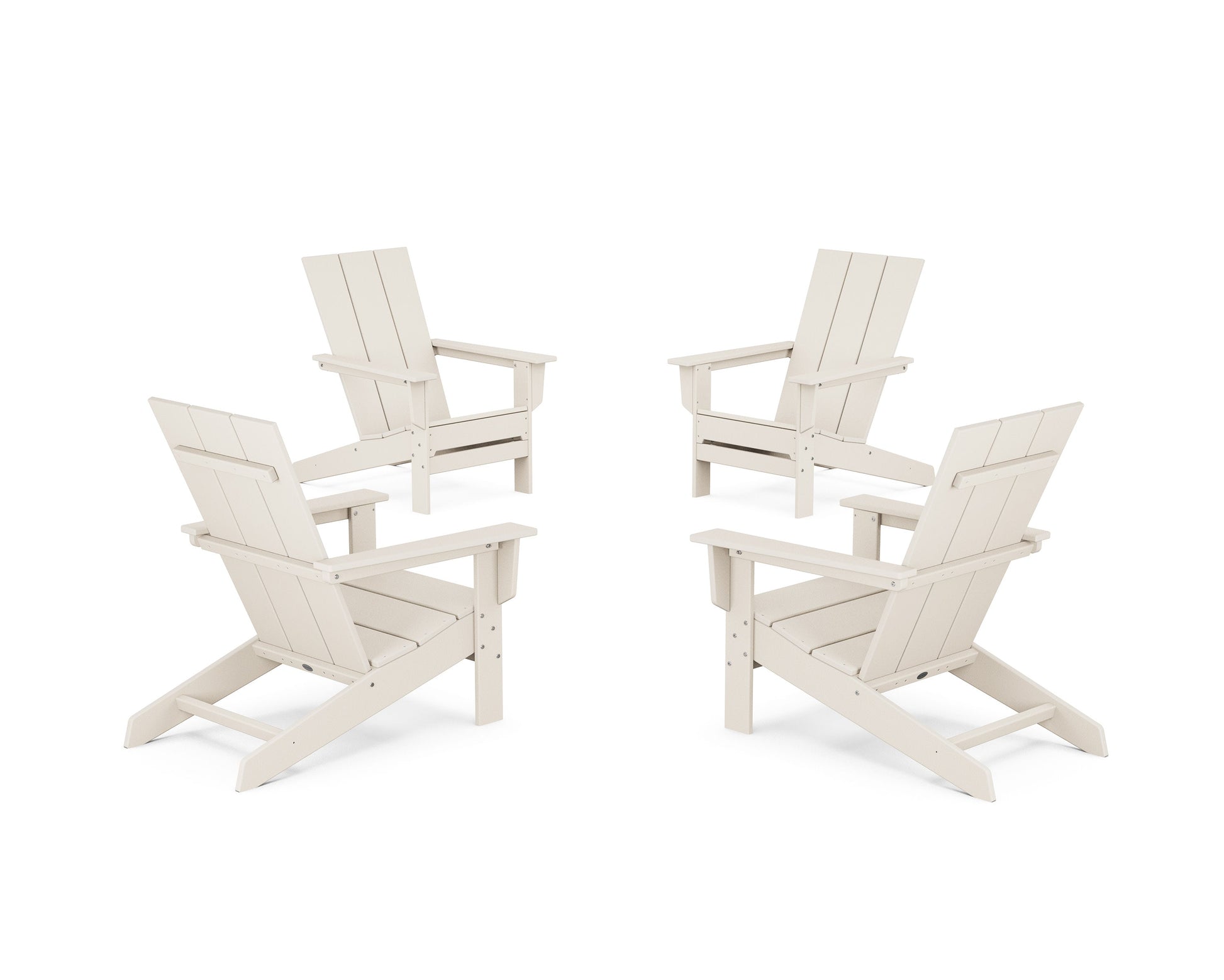 POLYWOOD 4-Piece Modern Studio Adirondack Chair Conversation Set — Sand
