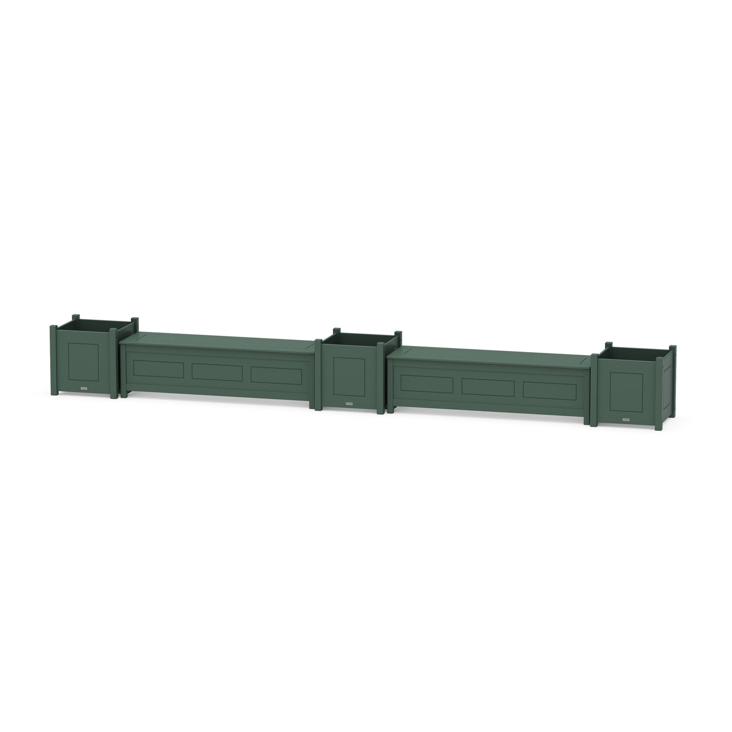 POLYWOOD 60" Country Living Straight Double Planter Storage Bench Set- Large — Green