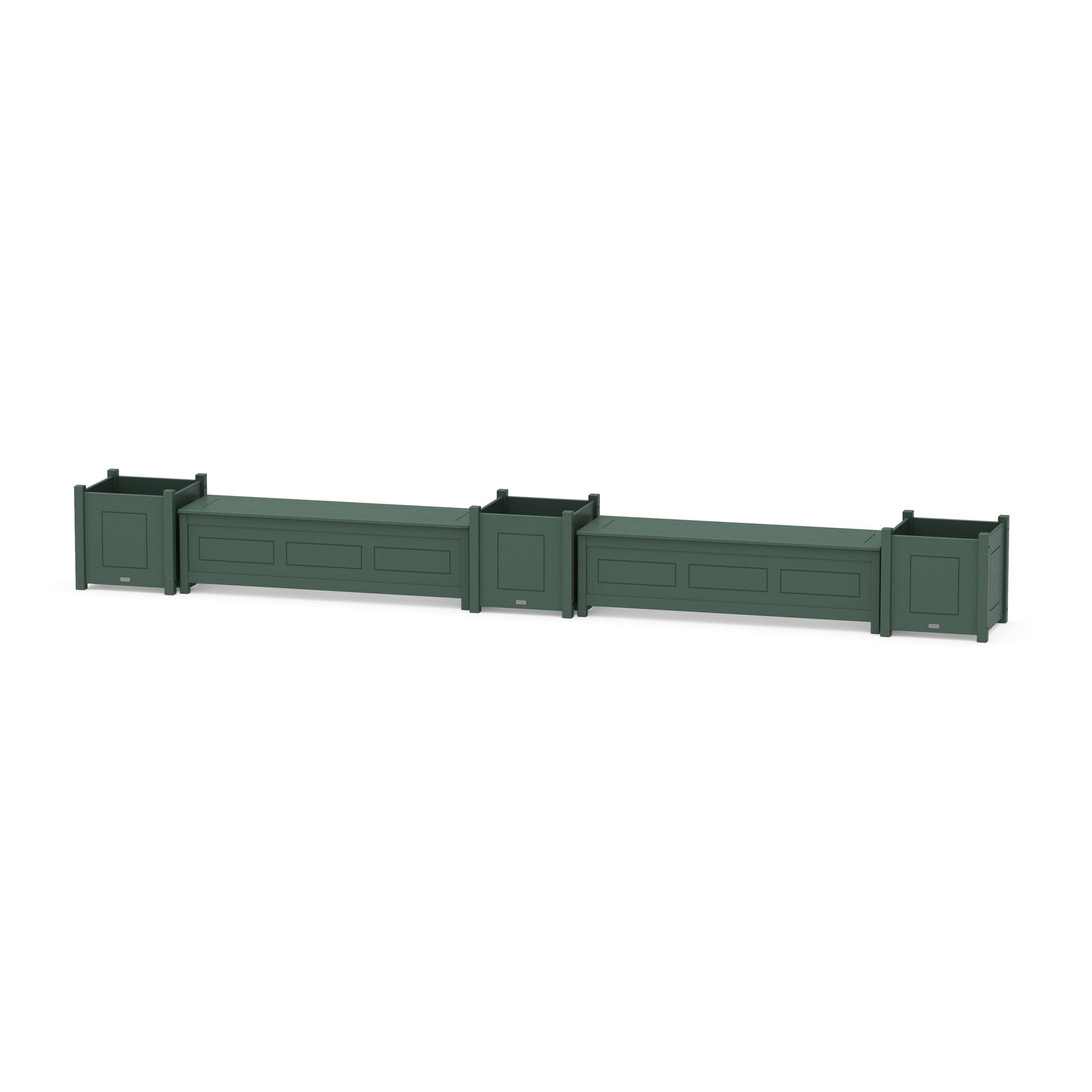 POLYWOOD 60" Country Living Straight Double Planter Storage Bench Set- Large — Green