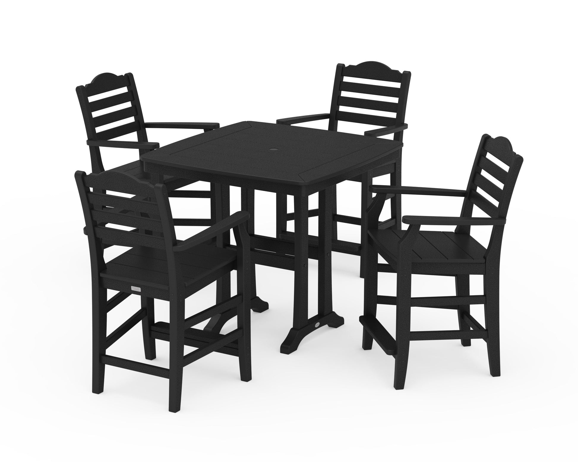POLYWOOD Savannah 5-Piece Counter Set with Trestle Legs — Black
