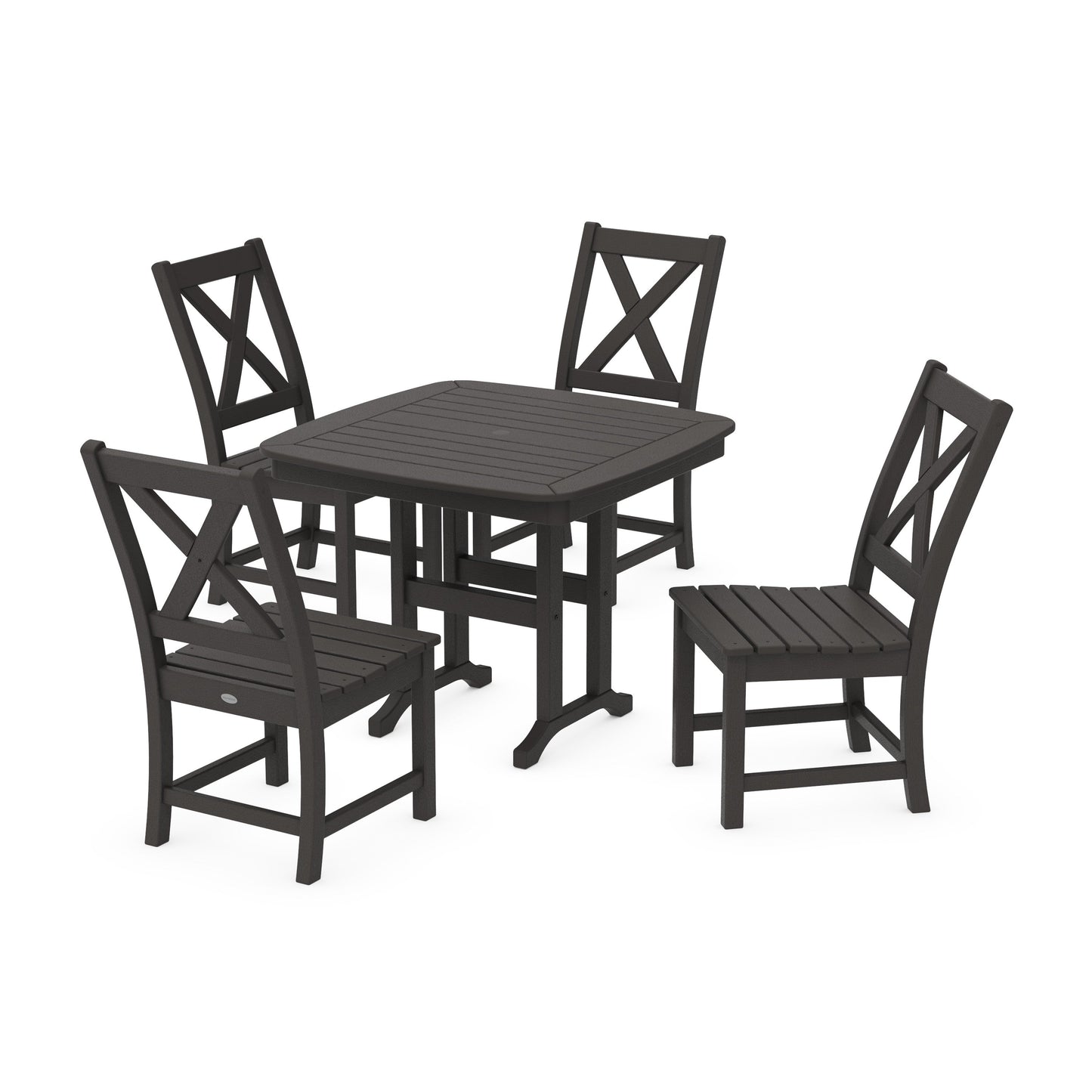 POLYWOOD Braxton Side Chair 5-Piece Dining Set — Vintage Coffee