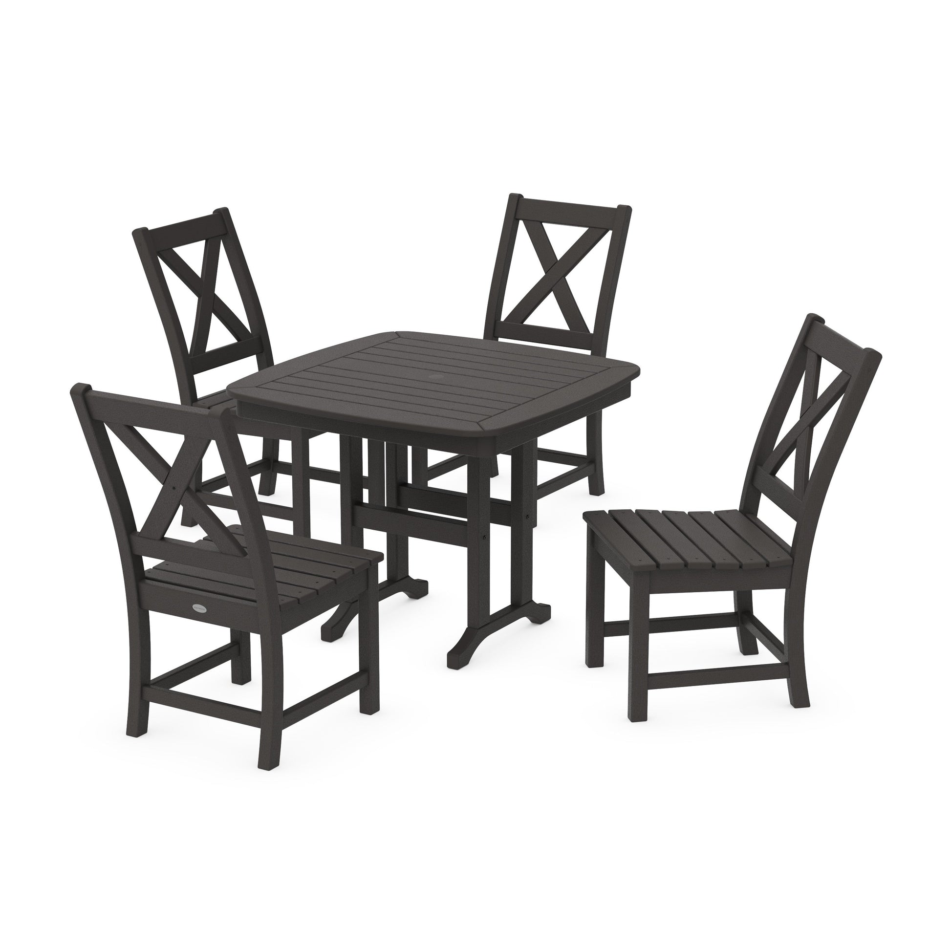 POLYWOOD Braxton Side Chair 5-Piece Dining Set — Vintage Coffee