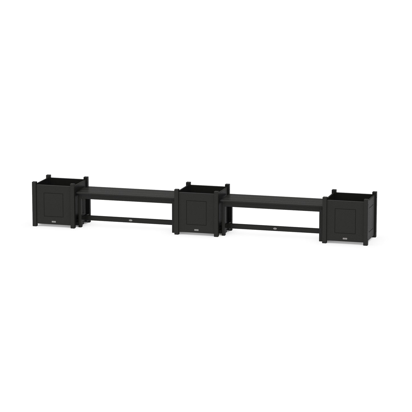 POLYWOOD 48" Country Living Straight Double Planter Bench Set - Large — Black