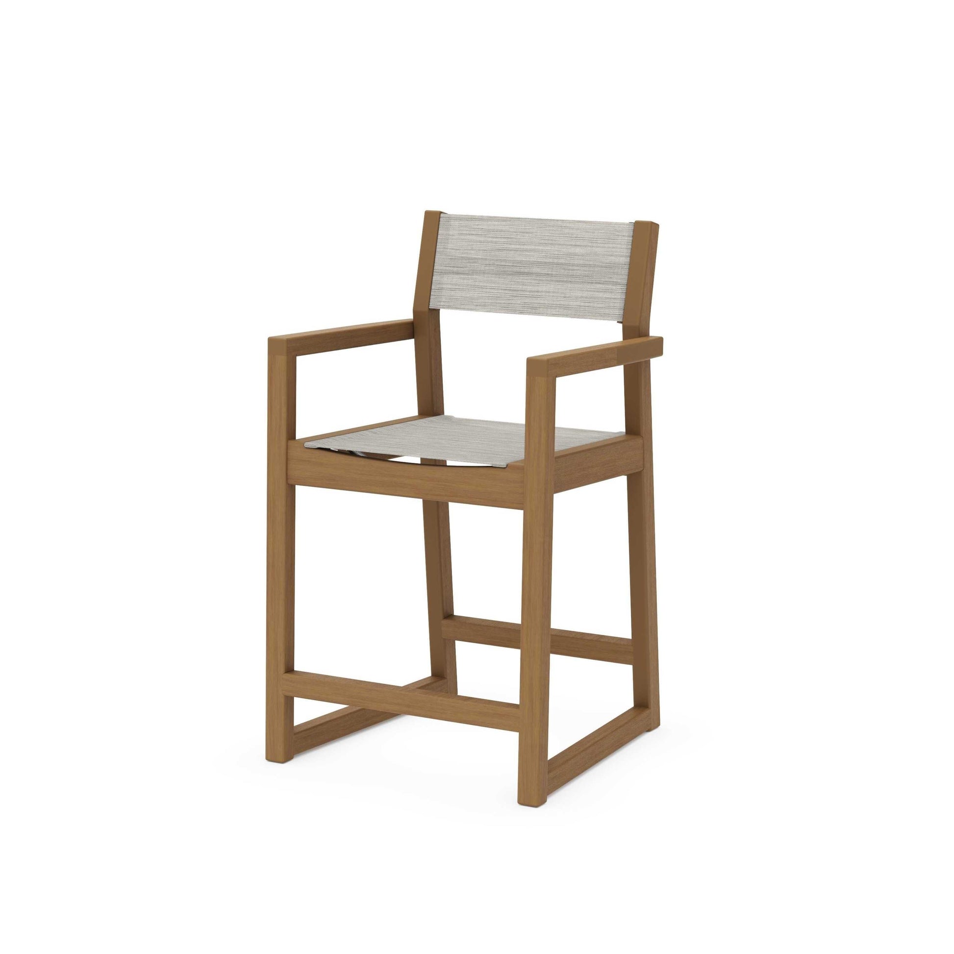 POLYWOOD EDGE Sling Counter Arm Chair — Natural / Birch Sling