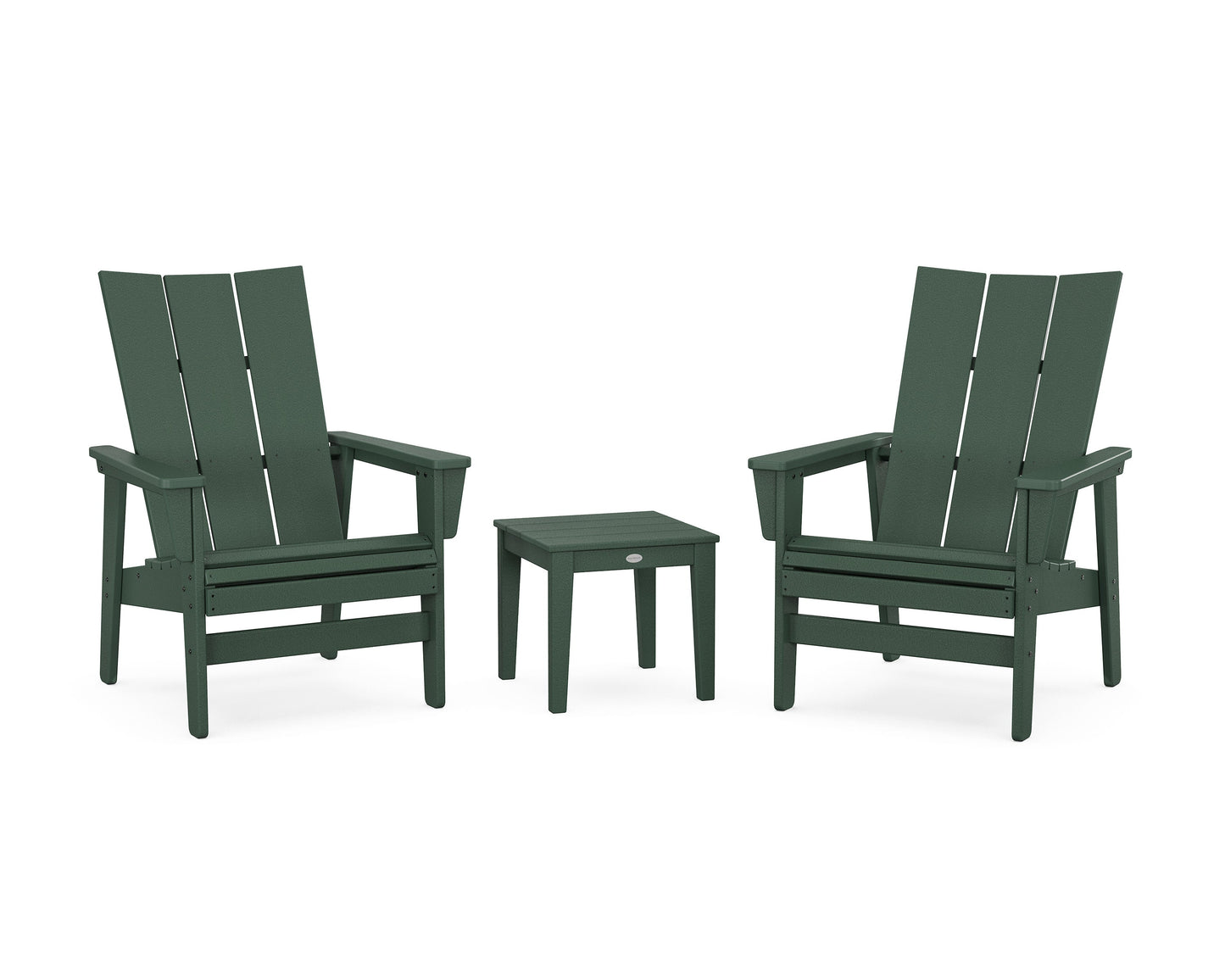 POLYWOOD 3-Piece Modern Grand Upright Adirondack Set — Green
