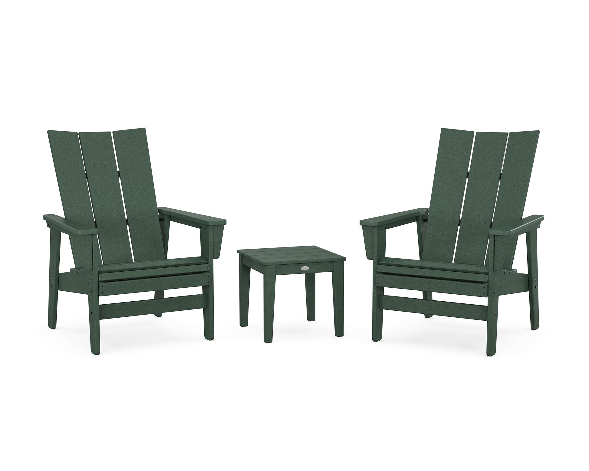 POLYWOOD 3-Piece Modern Grand Upright Adirondack Set — Green
