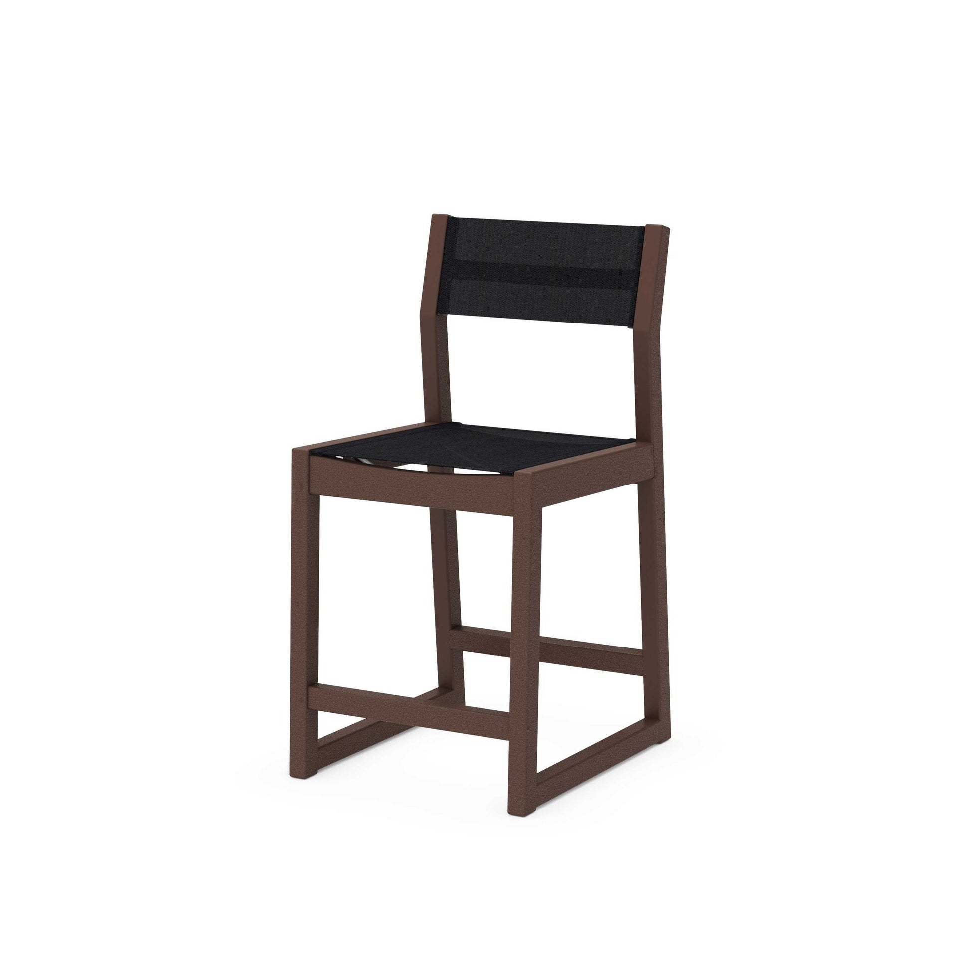 POLYWOOD EDGE Sling Counter Side Chair — Mahogany / Black Sling