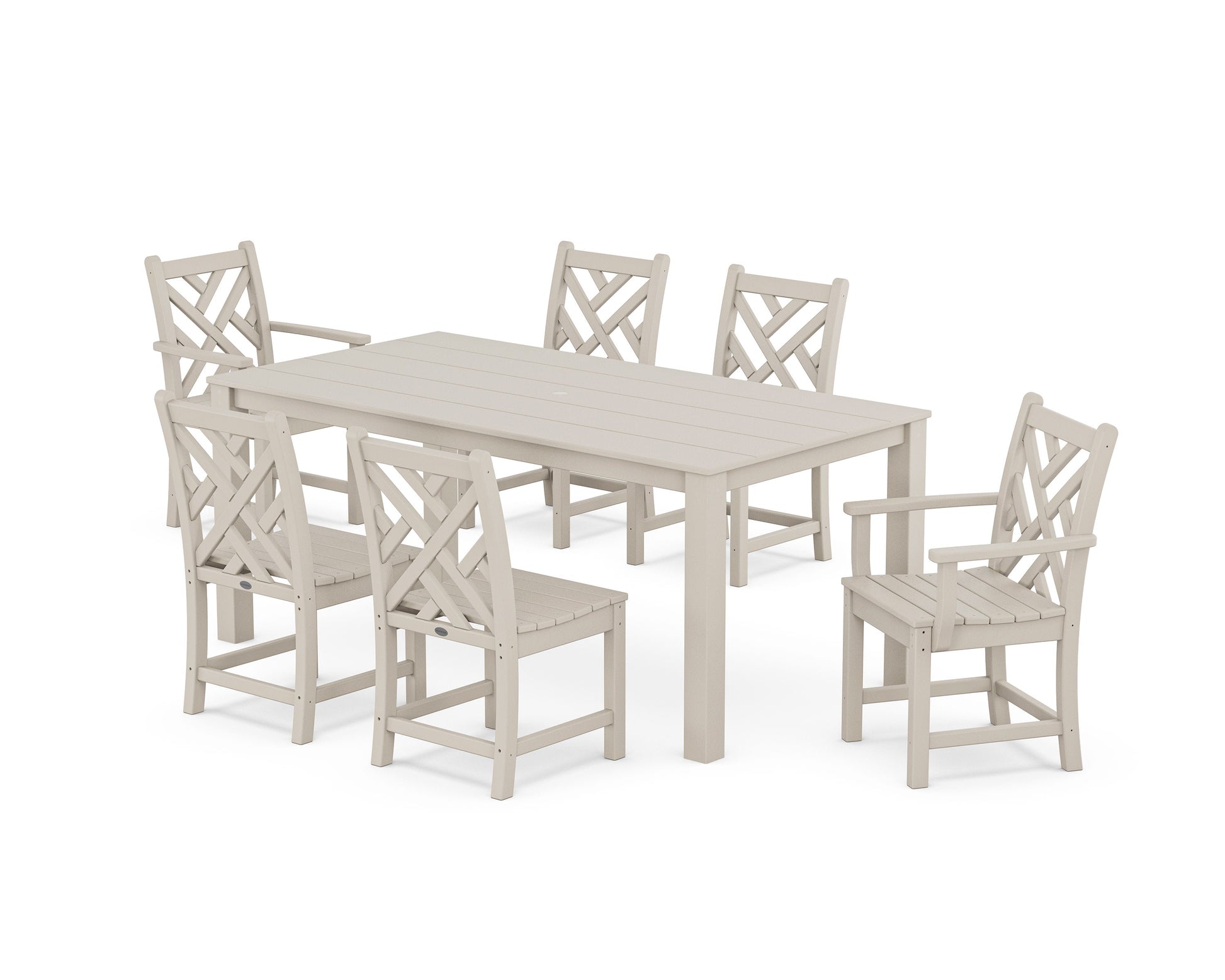 POLYWOOD Chippendale 7-Piece Parsons Dining Set — Sand