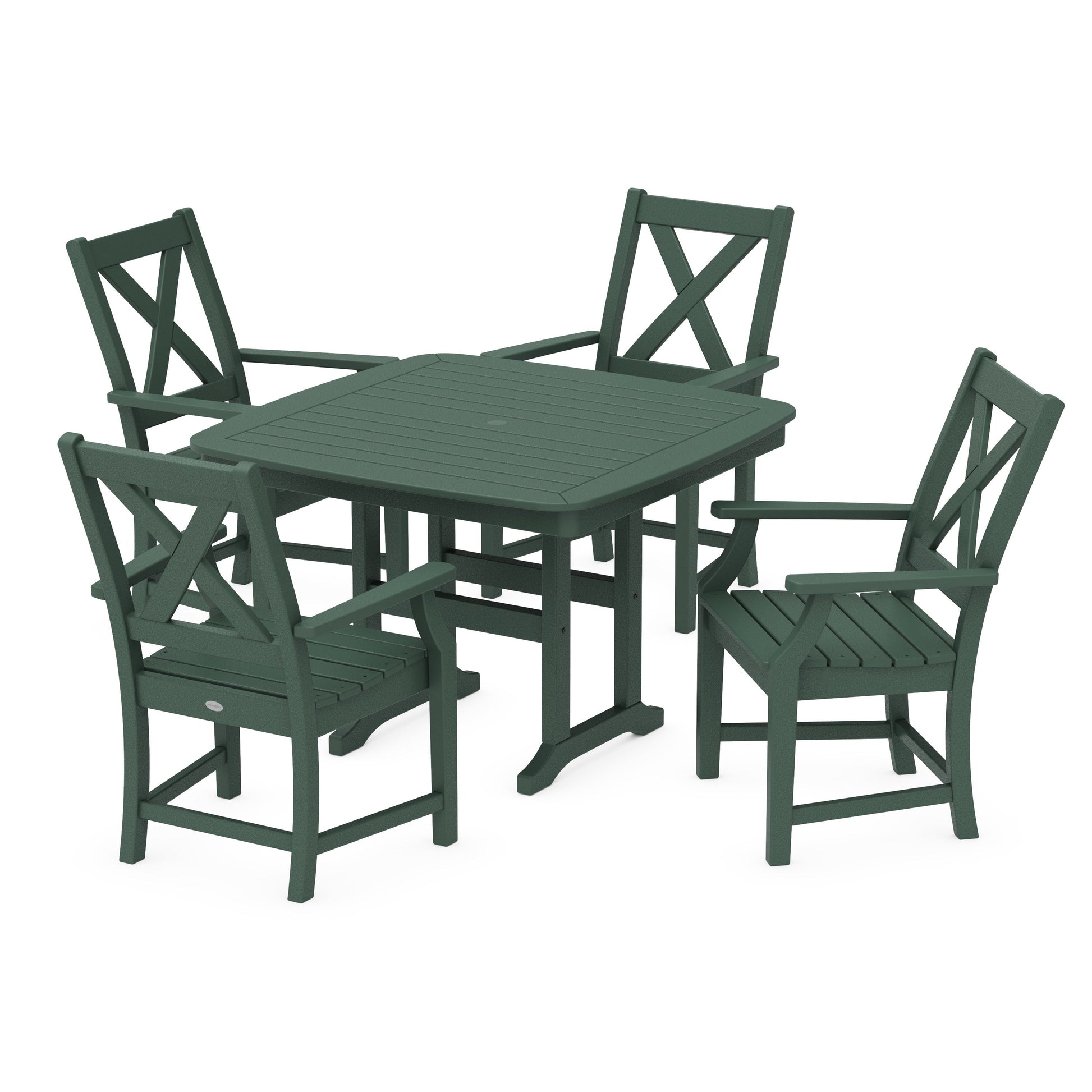 POLYWOOD Braxton 5-Piece Dining Set with Trestle Legs — Green