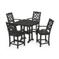 POLYWOOD Chinoiserie 5-Piece Counter Set with Trestle Legs — Black