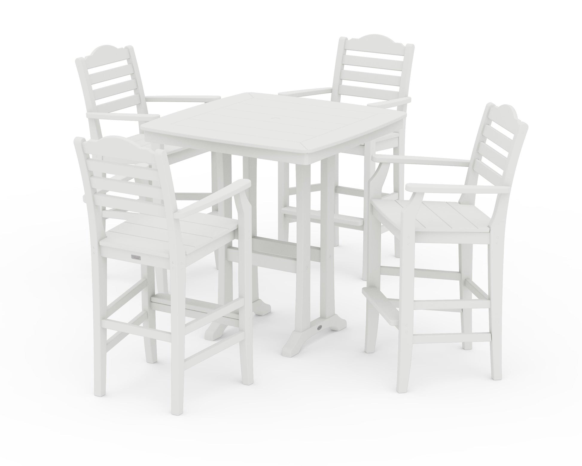 POLYWOOD Savannah 5-Piece Bar Set with Trestle Legs — Vintage White