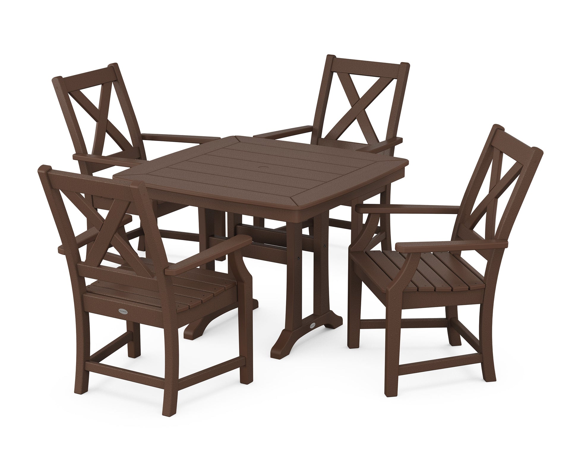 POLYWOOD Braxton 5-Piece Dining Set with Trestle Legs — Mahogany