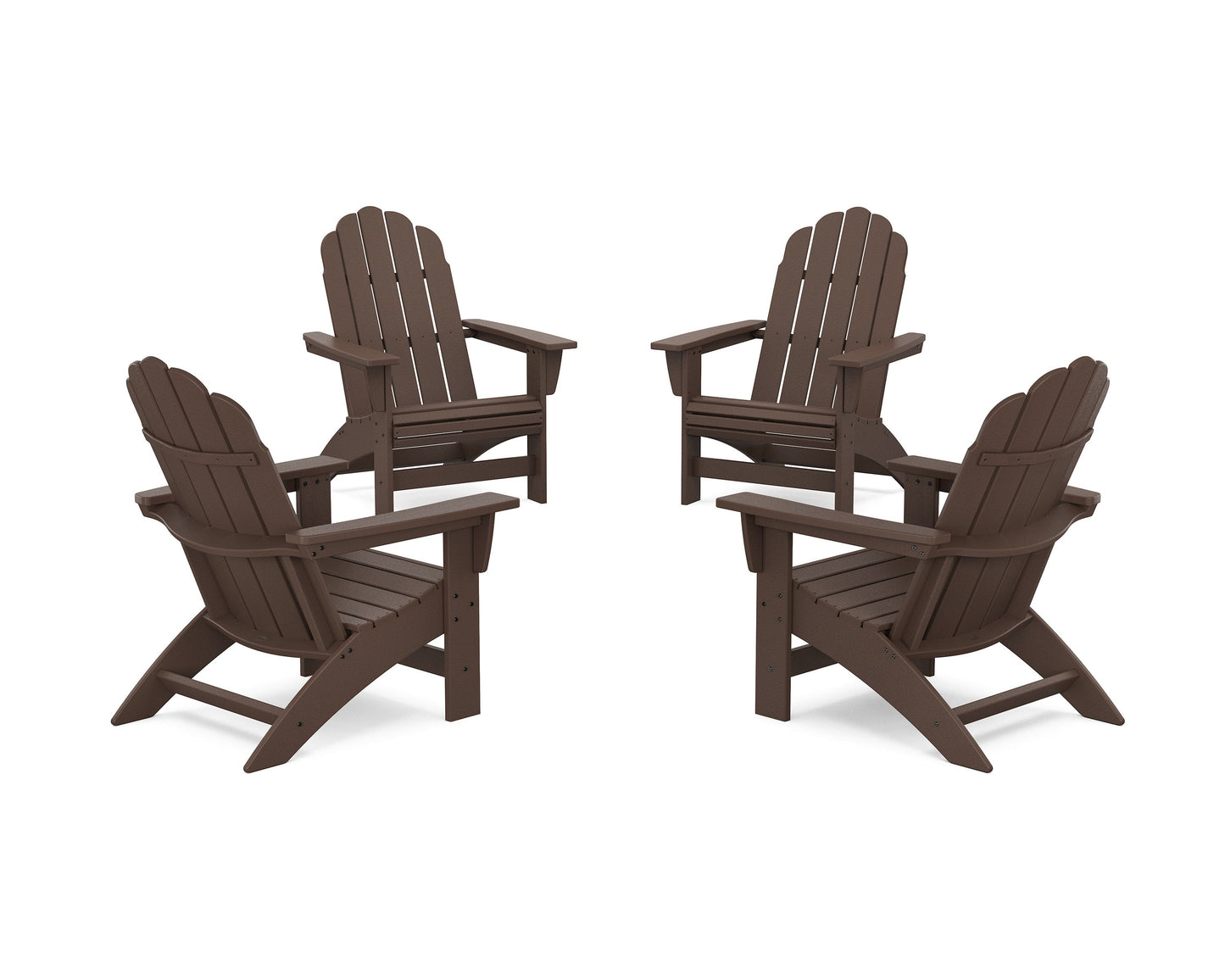 POLYWOOD 4-Piece Vineyard Grand Adirondack Chair Conversation Set — Mahogany