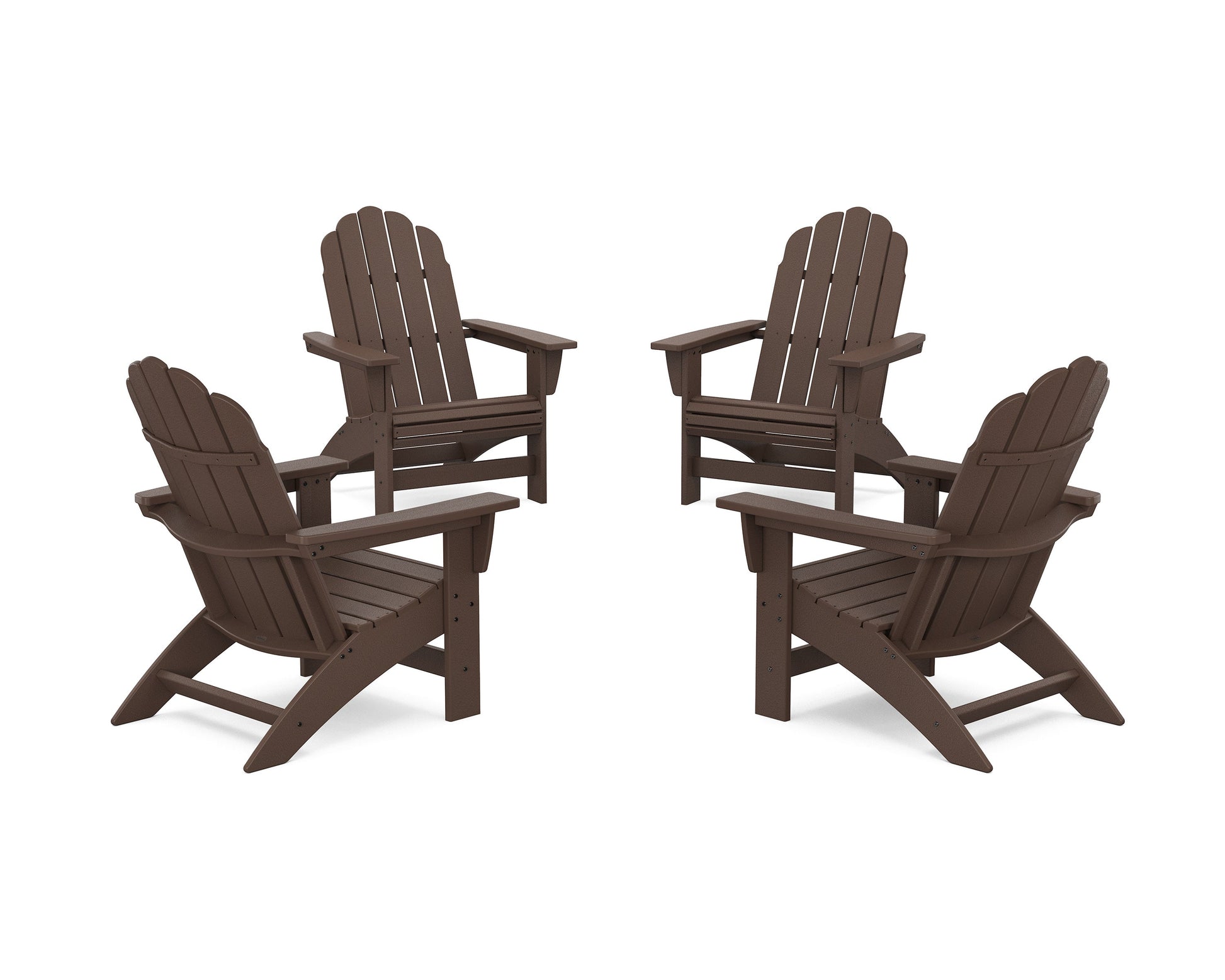 POLYWOOD 4-Piece Vineyard Grand Adirondack Chair Conversation Set — Mahogany