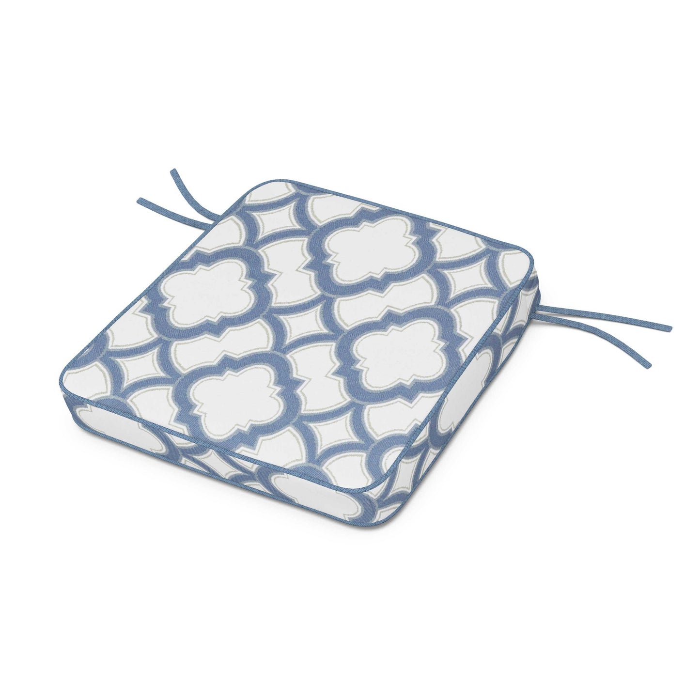 POLYWOOD Acadia Dining Arm Seat Cushion — Trellis Sky Blue