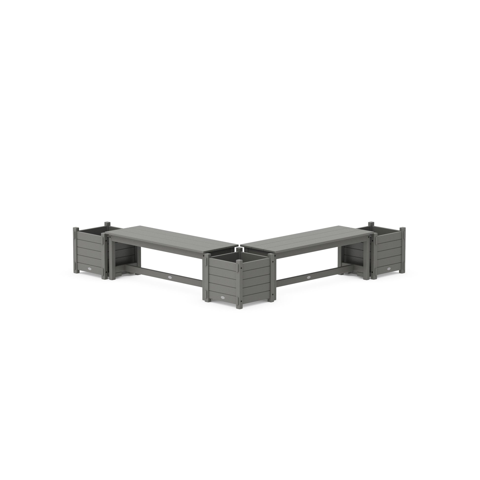 POLYWOOD 48" Nautical Straight Double Planter Bench Set