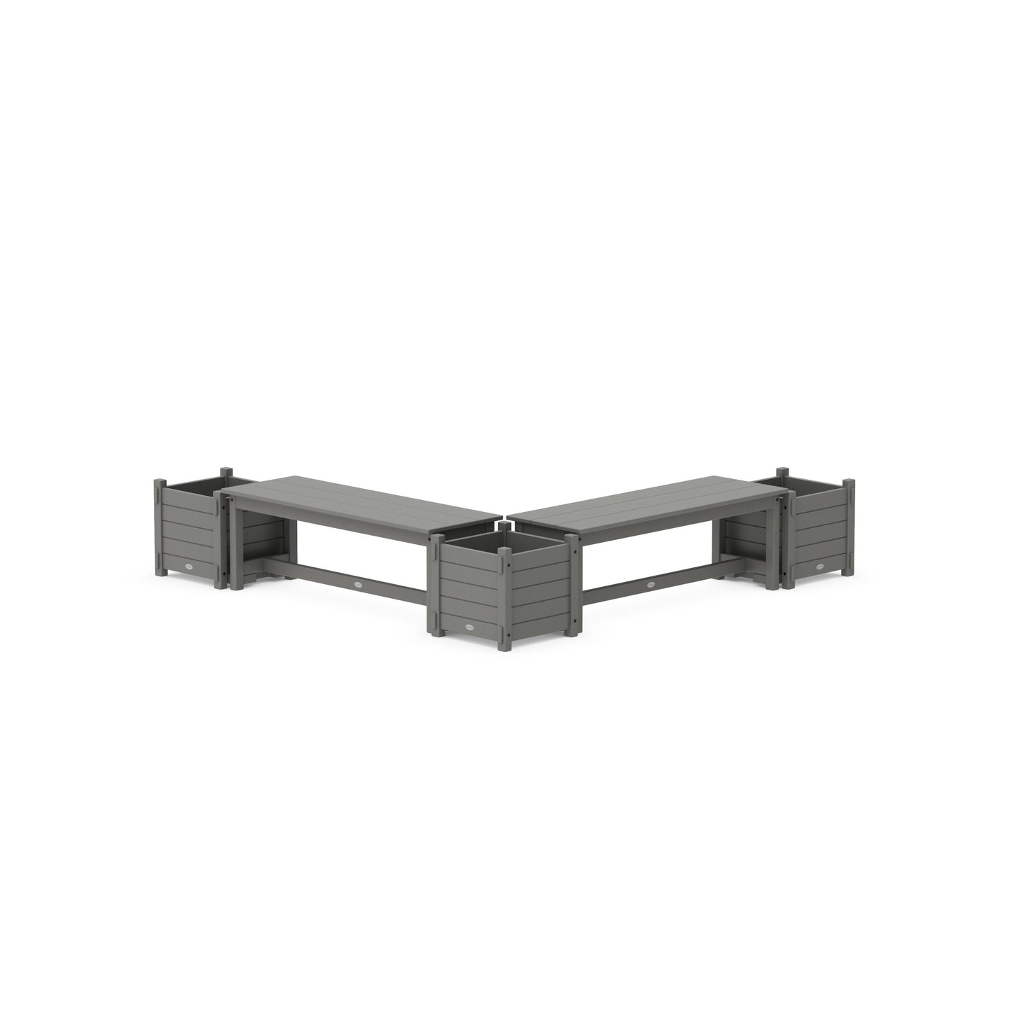 POLYWOOD 48" Nautical L- Shaped Planter Bench Corner Set — Slate Grey