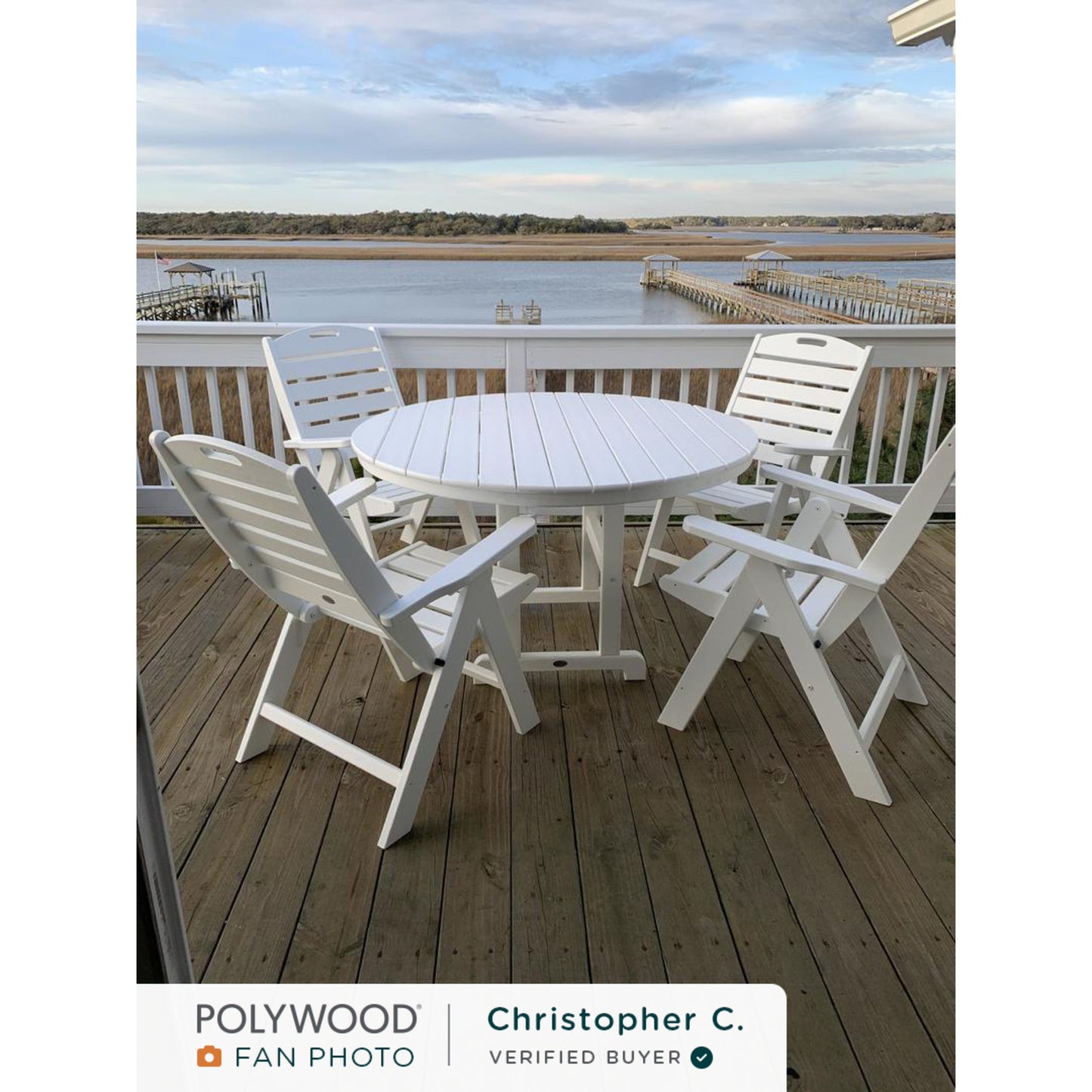 POLYWOOD 48" Round Farmhouse Dining Table