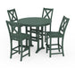 POLYWOOD Braxton 5-Piece Nautical Trestle Arm Chair Bar Set — Green