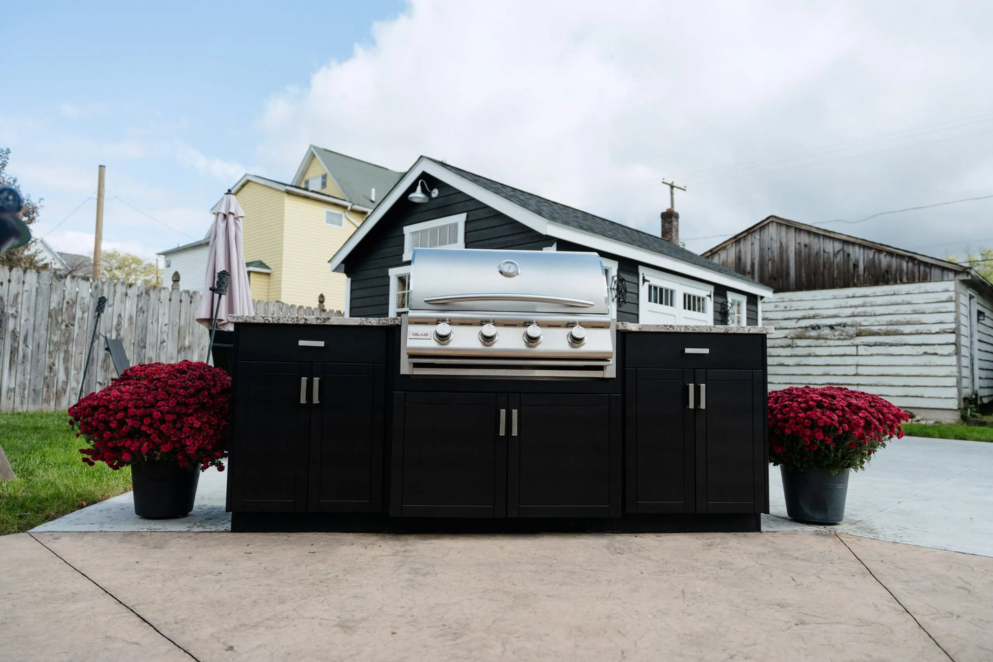 OPEN AIR OUTDOOR KITCHENS - STRAIGHT RUN (2 PREP AREAS WITH DRAWERS)