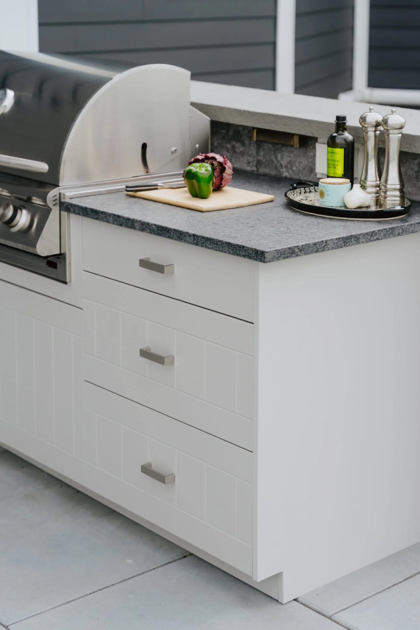 OPEN AIR OUTDOOR KITCHENS - STRAIGHT RUN (2 PREP AREAS WITH DRAWERS)