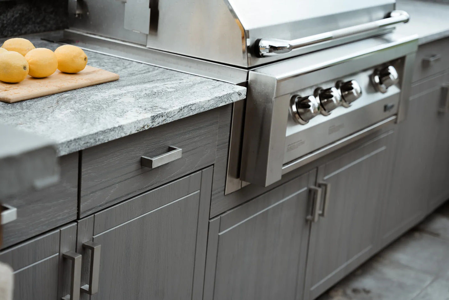 OPEN AIR OUTDOOR KITCHENS - STRAIGHT RUN (2 PREP AREAS WITH DRAWERS)